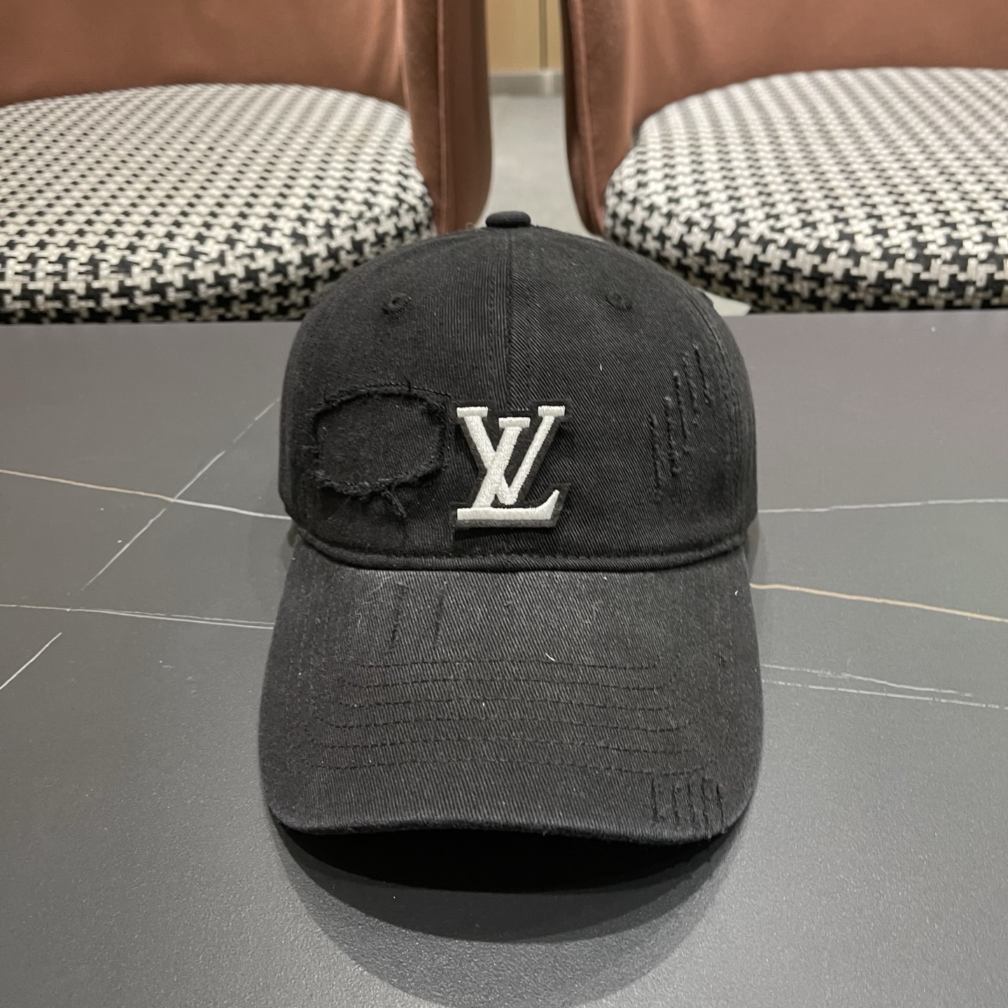 LV路易威登 美式复古棒球帽女夏季2026新款大头围灰色宽帽檐帽子显脸小鸭舌帽