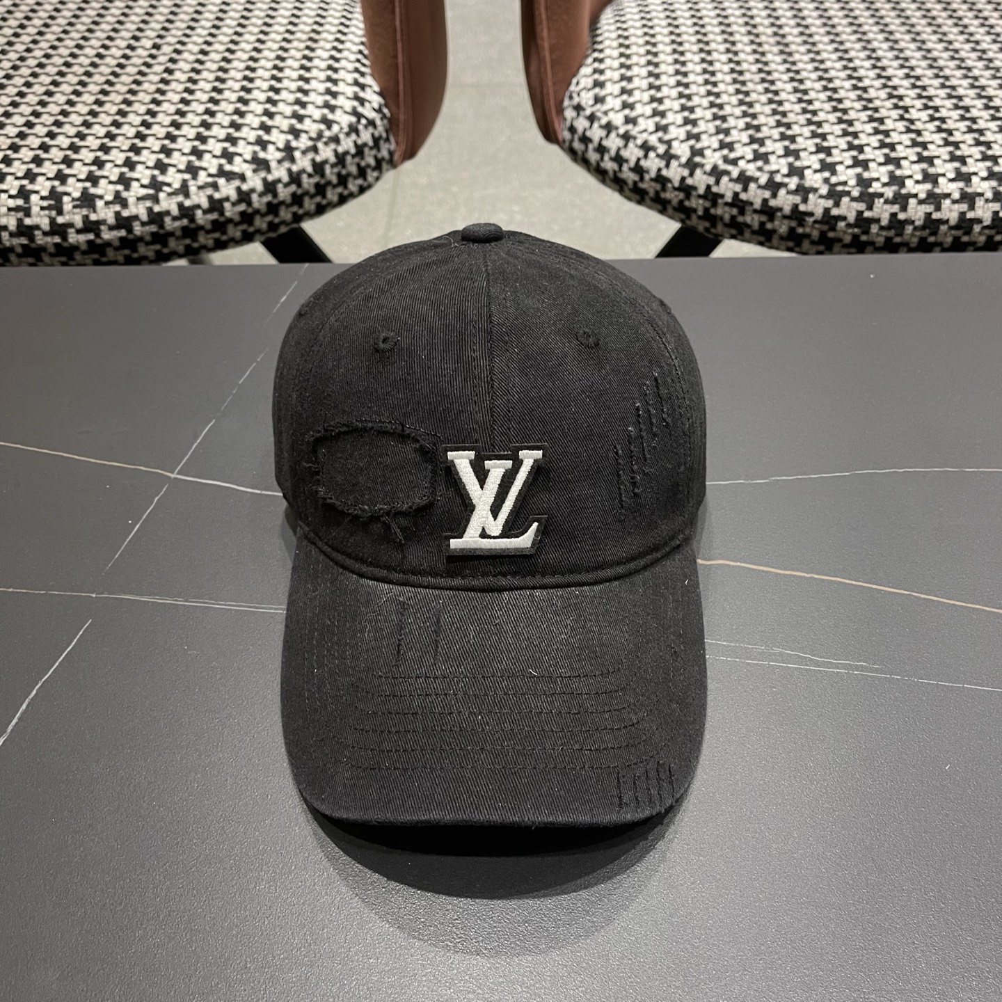 LV路易威登 美式复古棒球帽女夏季2026新款大头围灰色宽帽檐帽子显脸小鸭舌帽