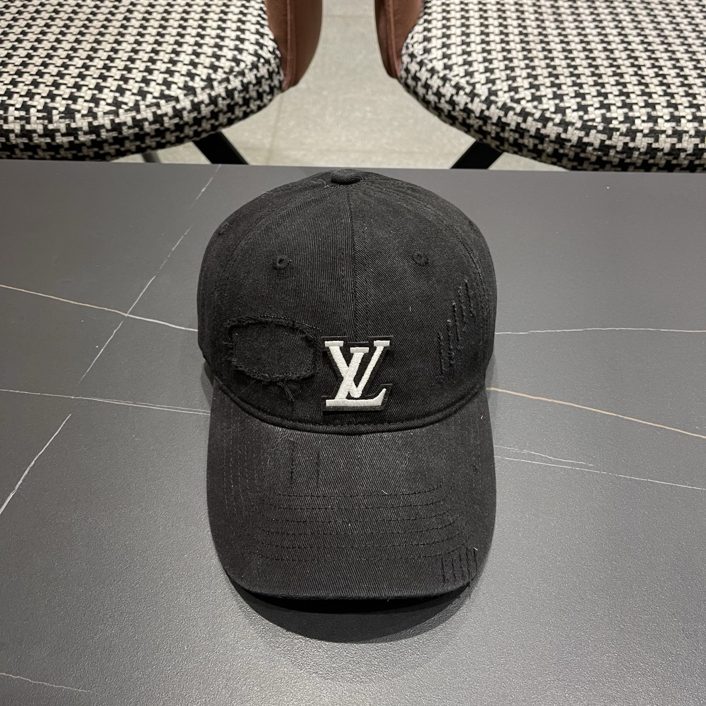 LV路易威登 美式复古棒球帽女夏季2026新款大头围灰色宽帽檐帽子显脸小鸭舌帽
