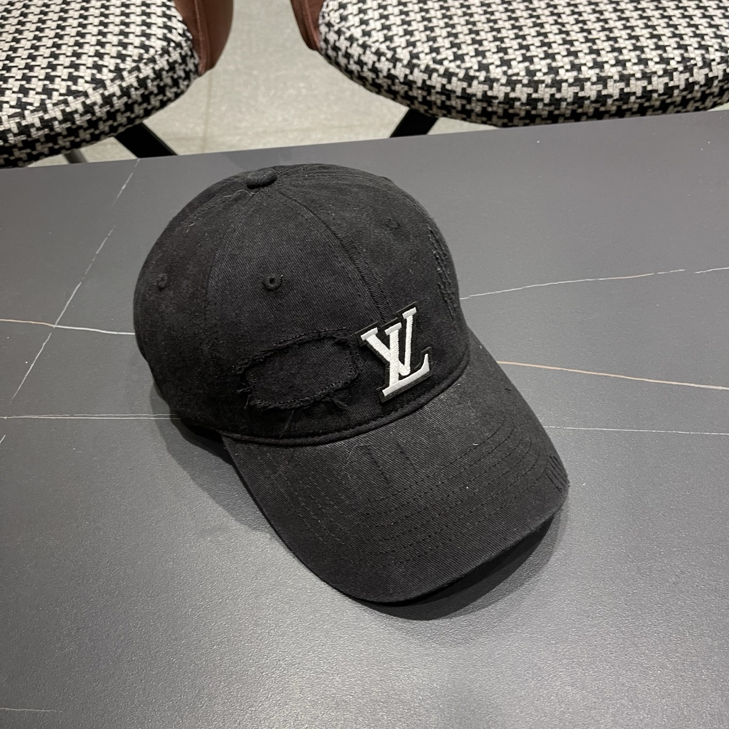 LV路易威登 美式复古棒球帽女夏季2026新款大头围灰色宽帽檐帽子显脸小鸭舌帽