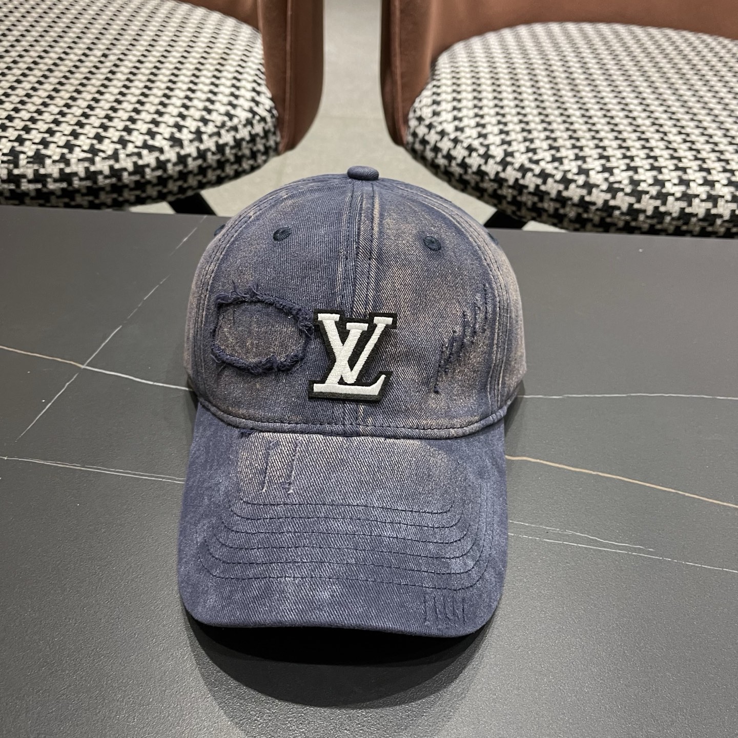 LV路易威登 美式复古棒球帽女夏季2026新款大头围灰色宽帽檐帽子显脸小鸭舌帽