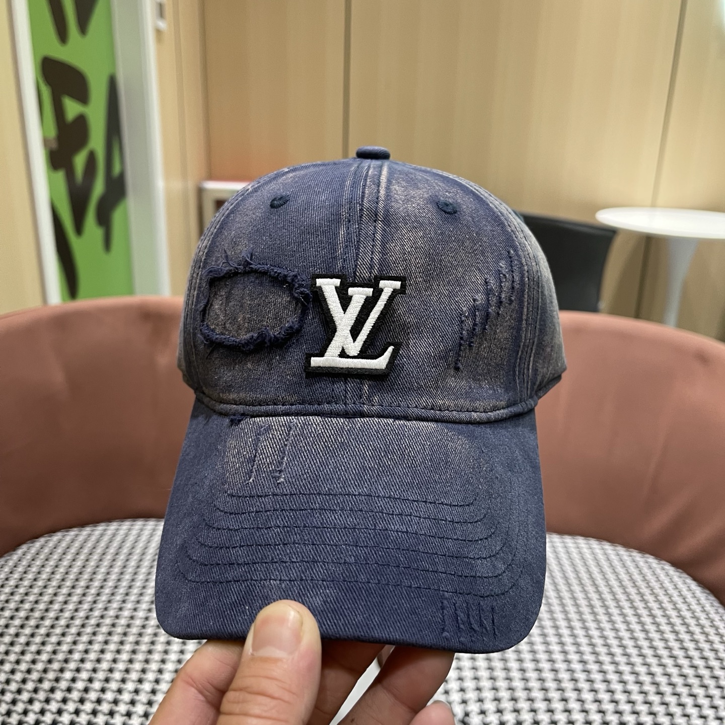 LV路易威登 美式复古棒球帽女夏季2026新款大头围灰色宽帽檐帽子显脸小鸭舌帽