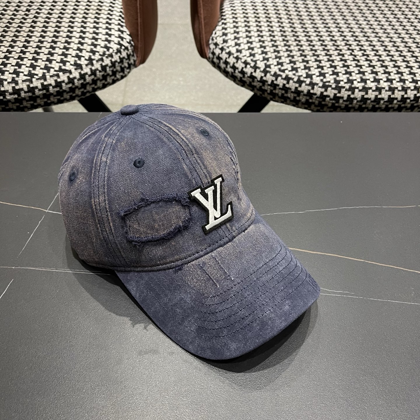 LV路易威登 美式复古棒球帽女夏季2026新款大头围灰色宽帽檐帽子显脸小鸭舌帽