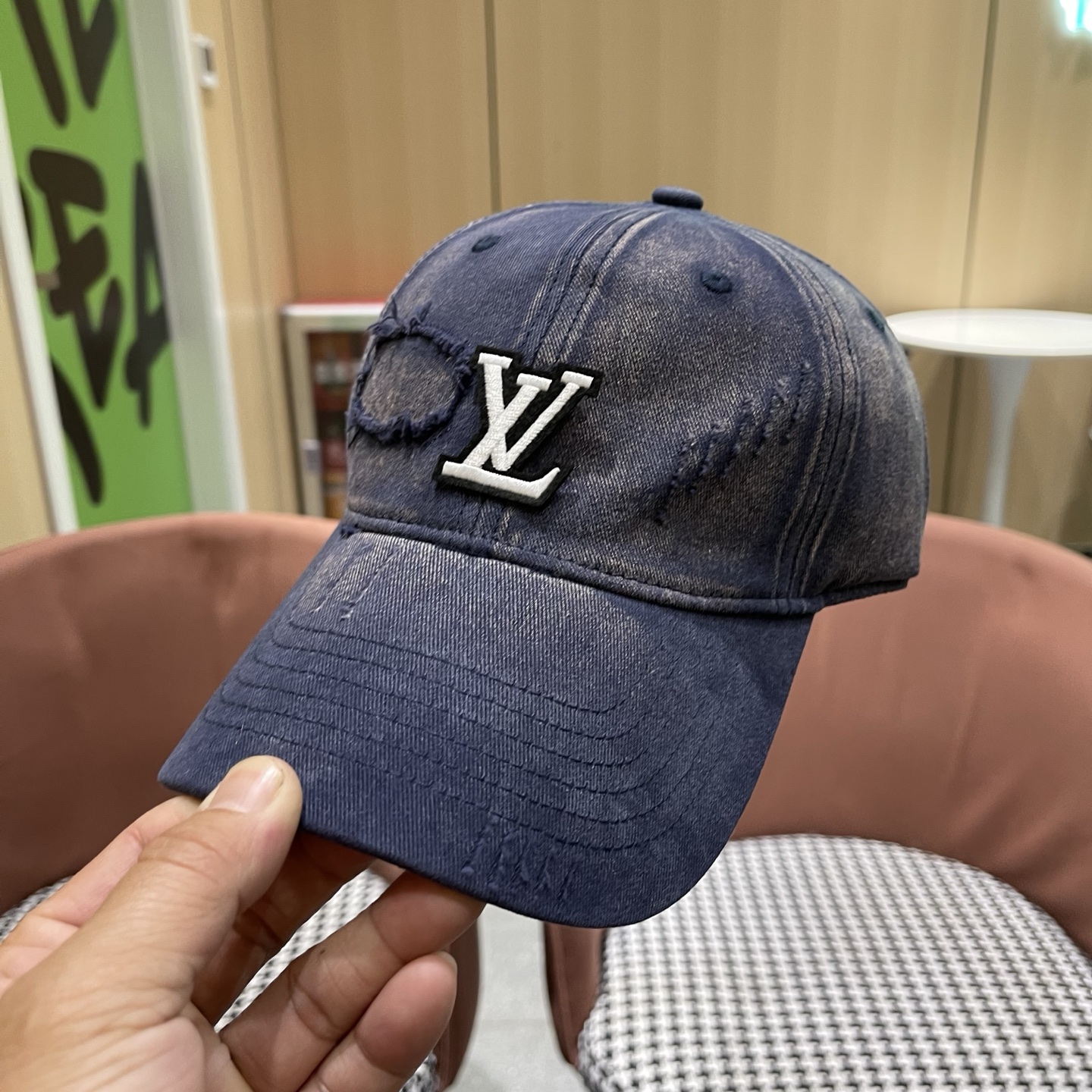 LV路易威登 美式复古棒球帽女夏季2026新款大头围灰色宽帽檐帽子显脸小鸭舌帽