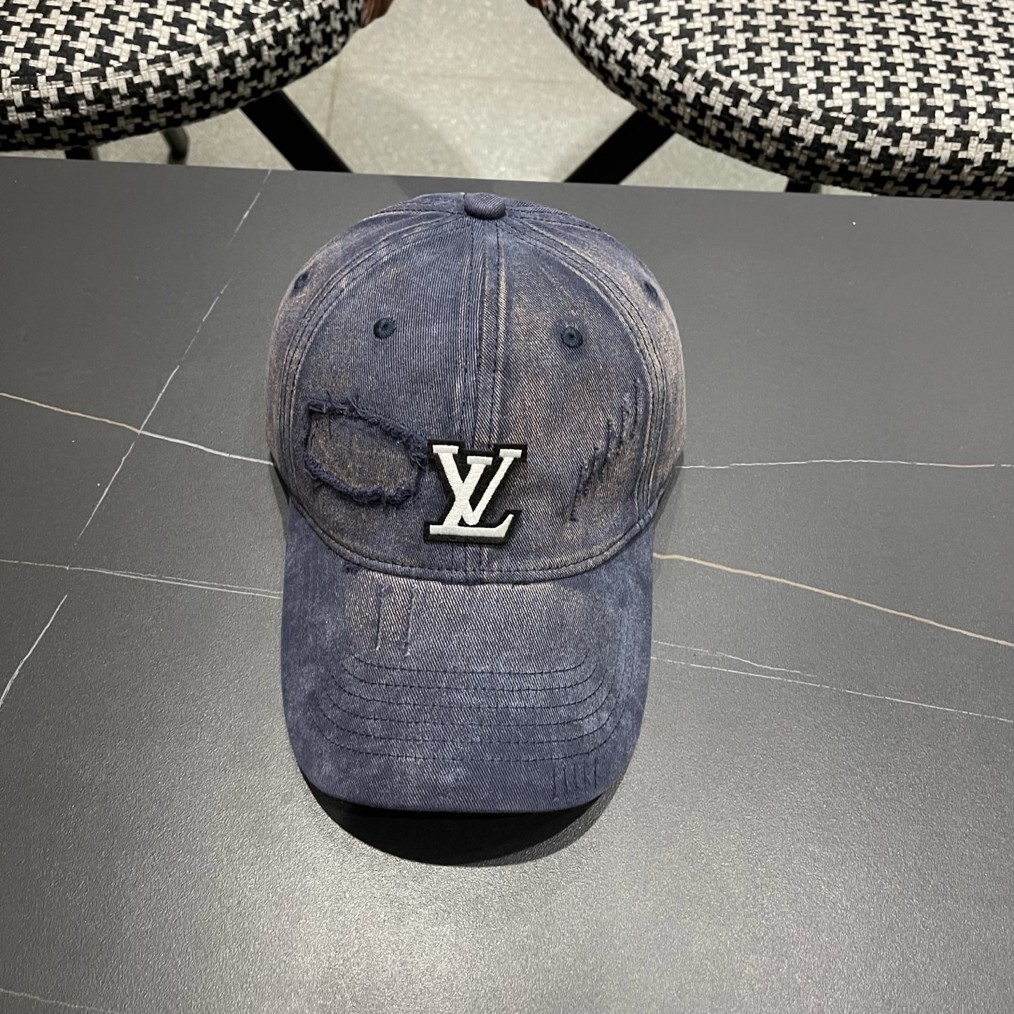 LV路易威登 美式复古棒球帽女夏季2026新款大头围灰色宽帽檐帽子显脸小鸭舌帽