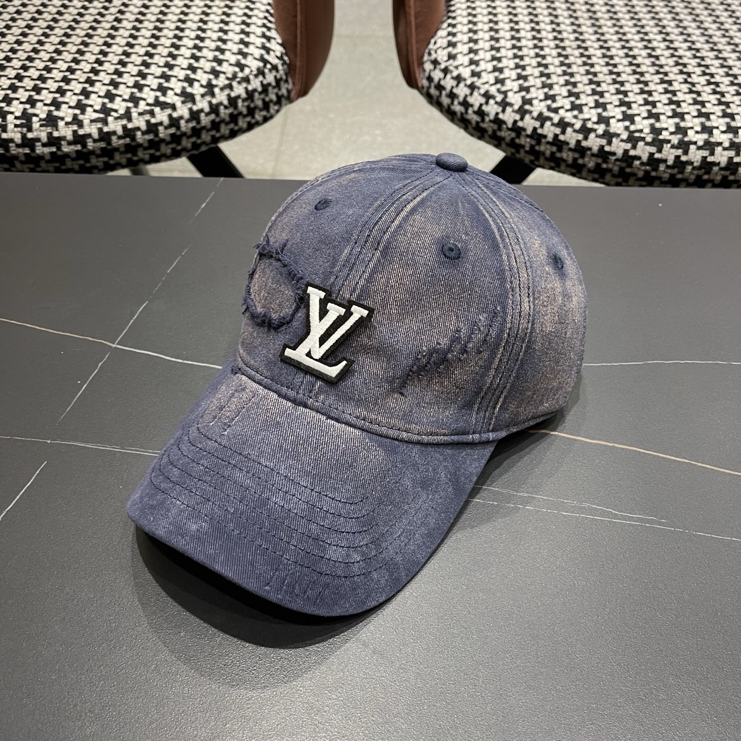 LV路易威登 美式复古棒球帽女夏季2026新款大头围灰色宽帽檐帽子显脸小鸭舌帽