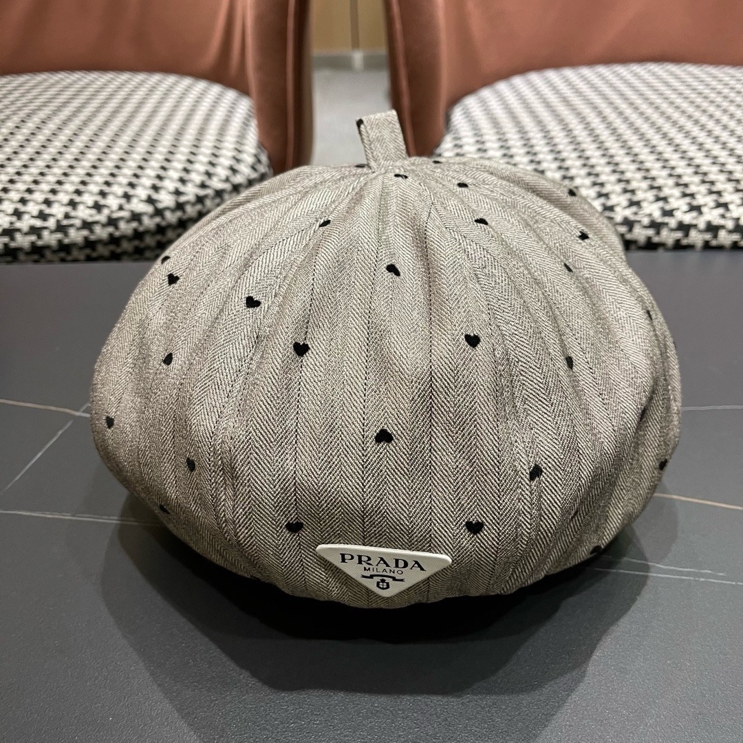 普拉达 2025新款韩版贝雷帽女牛仔布刺绣画家帽春秋时尚云朵帽蓓蕾帽八角帽潮