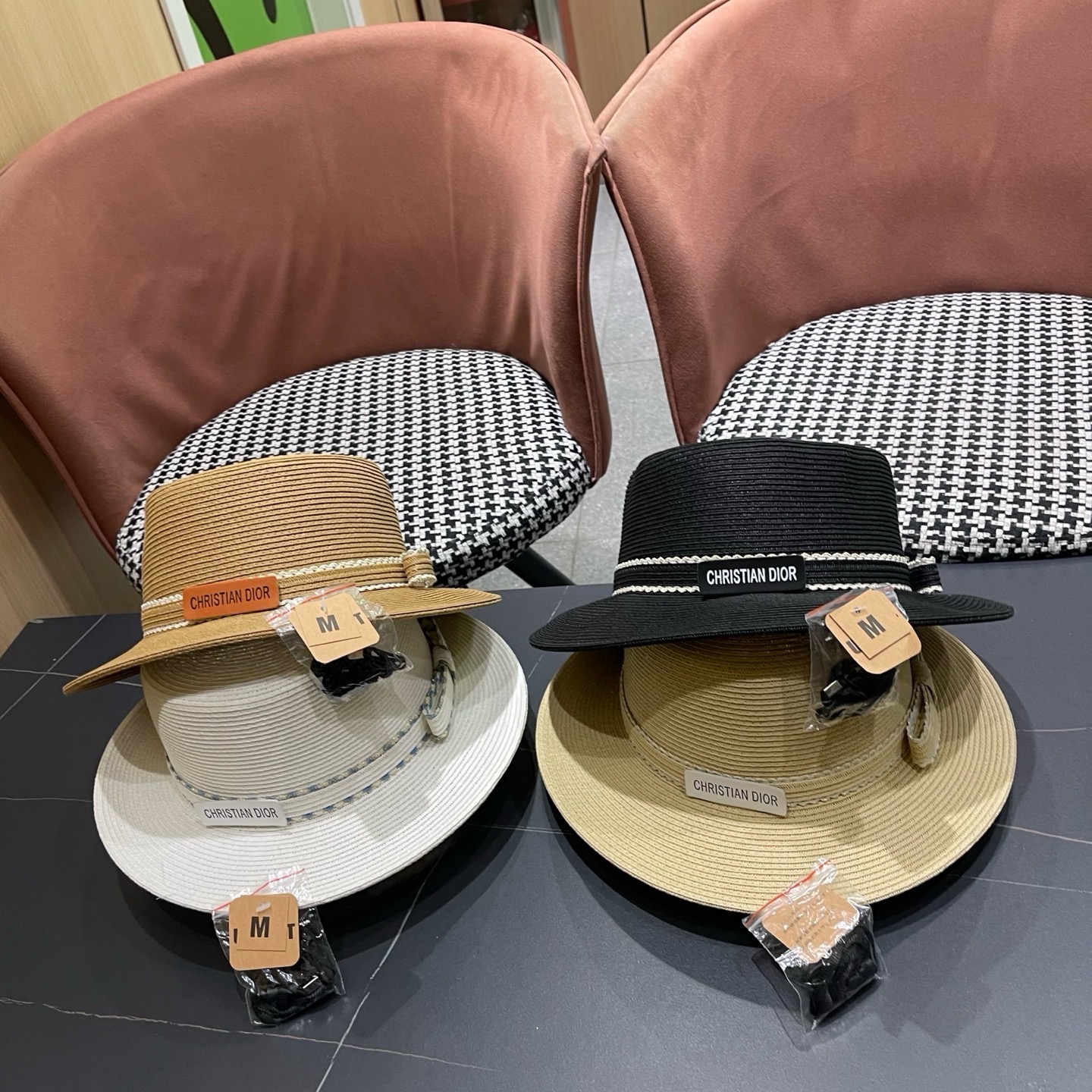 Dior迪奥新款草帽，平顶礼帽台湾软草，头围57cm