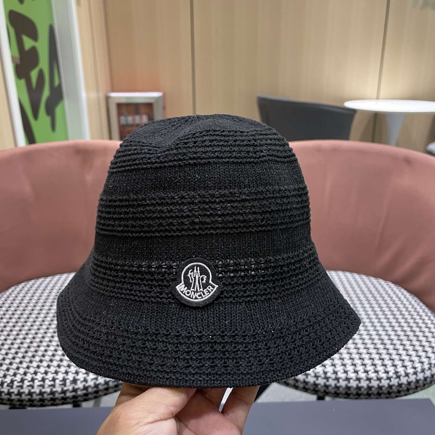 MONCLER（蒙口）新款时尚遮阳防晒渔夫帽韩版镂空透气水桶帽显脸小