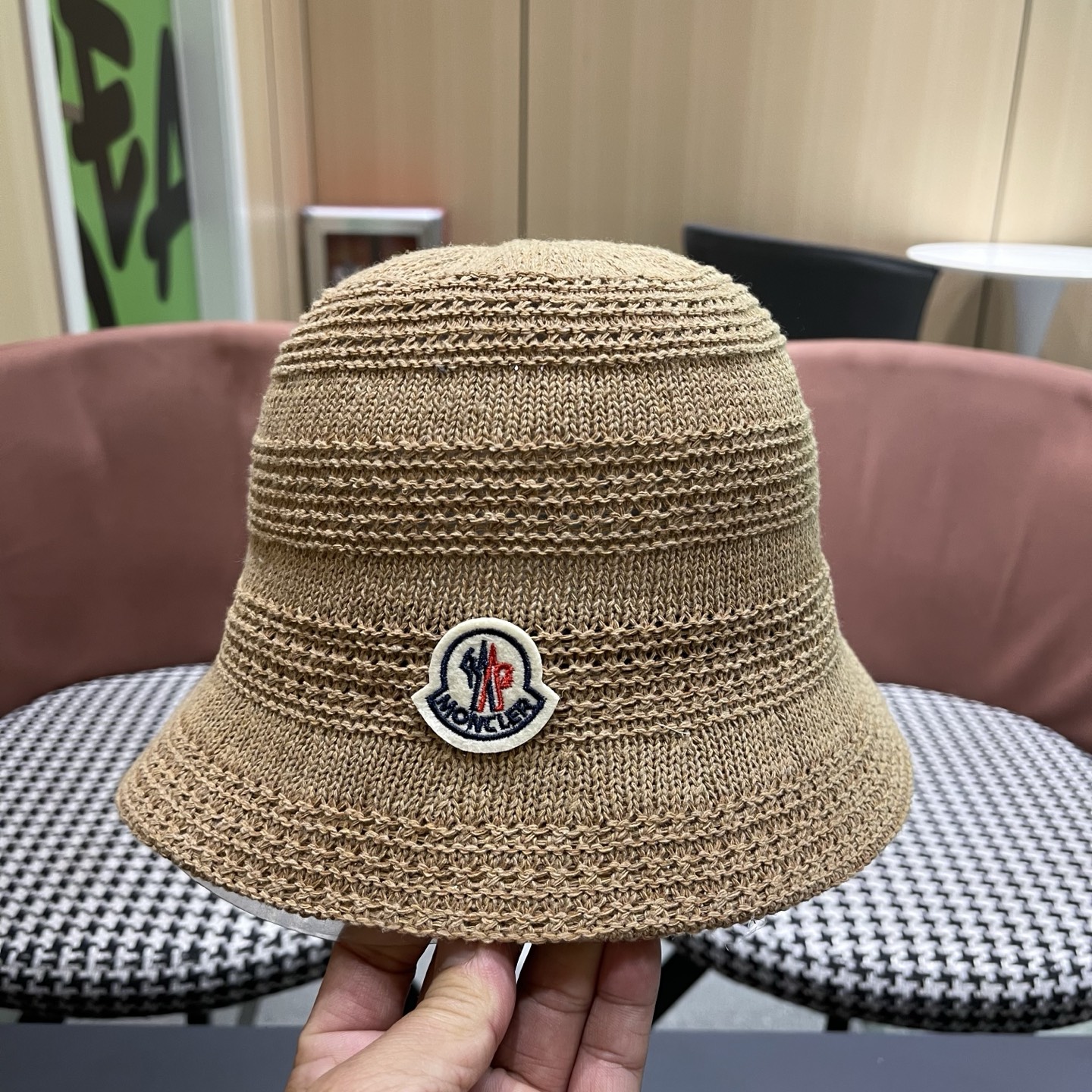 MONCLER（蒙口）新款时尚遮阳防晒渔夫帽韩版镂空透气水桶帽显脸小