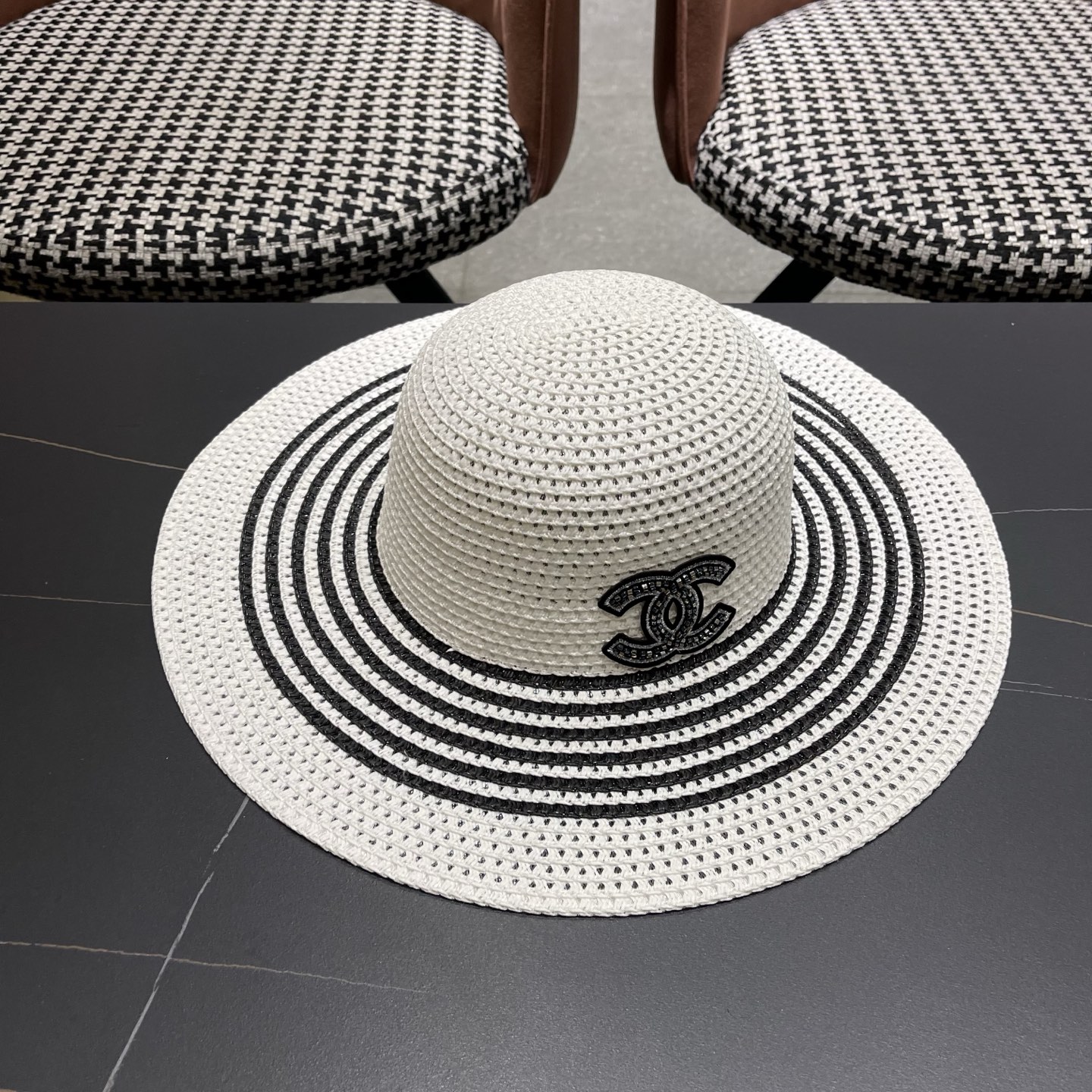 CHANEL香奈儿 网纱大檐草帽赫本风法式优雅出游旅行度假沙滩遮阳防晒网红渔夫帽