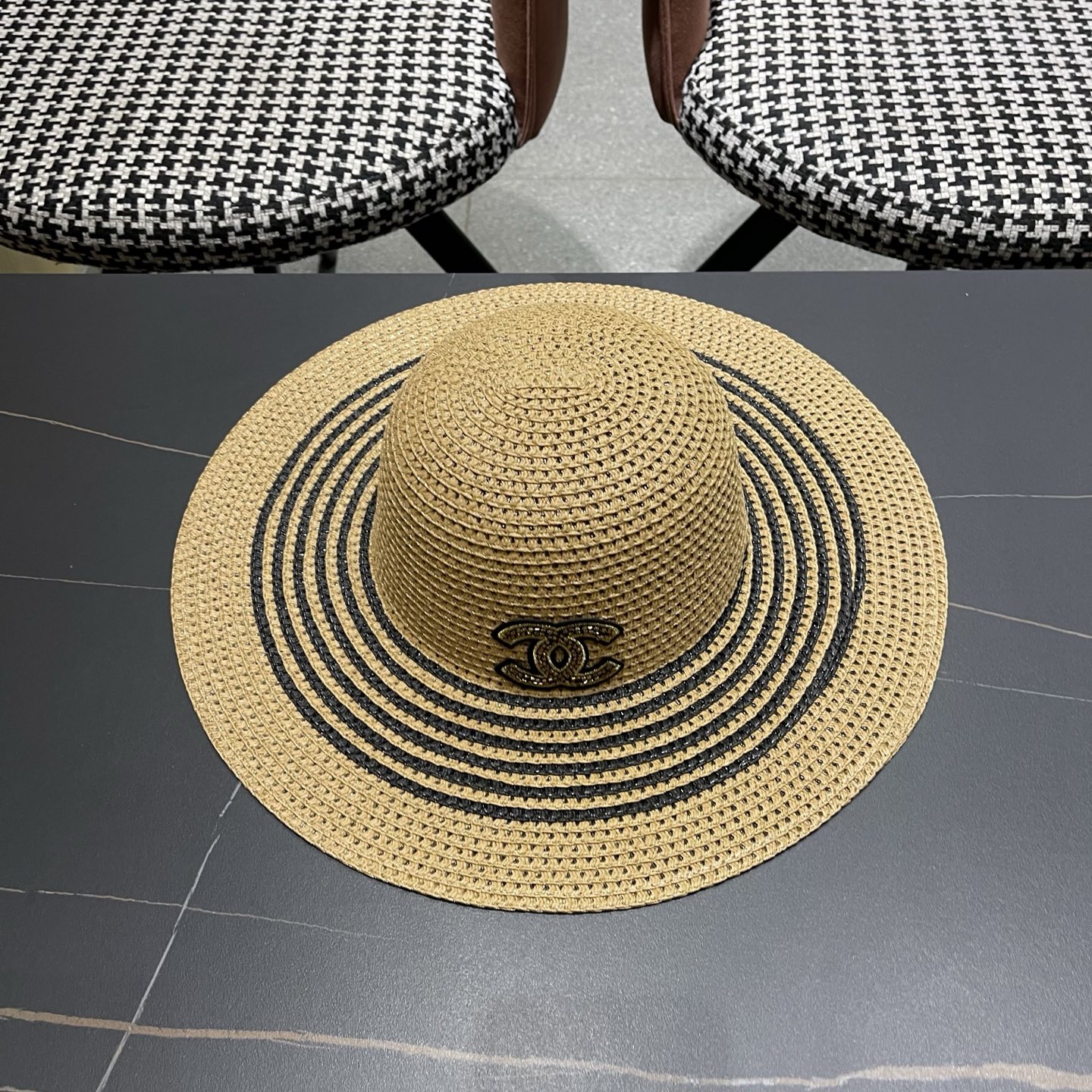 CHANEL香奈儿 网纱大檐草帽赫本风法式优雅出游旅行度假沙滩遮阳防晒网红渔夫帽