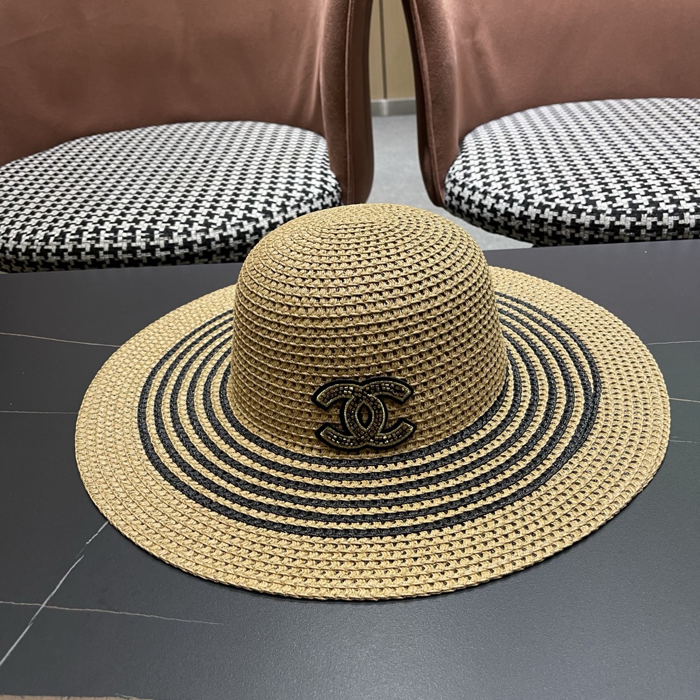 CHANEL香奈儿 网纱大檐草帽赫本风法式优雅出游旅行度假沙滩遮阳防晒网红渔夫帽