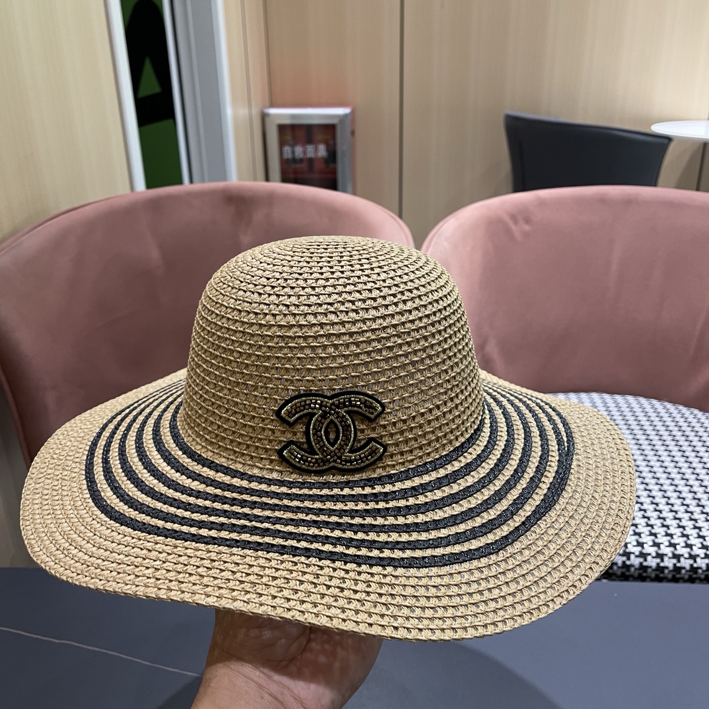 CHANEL香奈儿 网纱大檐草帽赫本风法式优雅出游旅行度假沙滩遮阳防晒网红渔夫帽