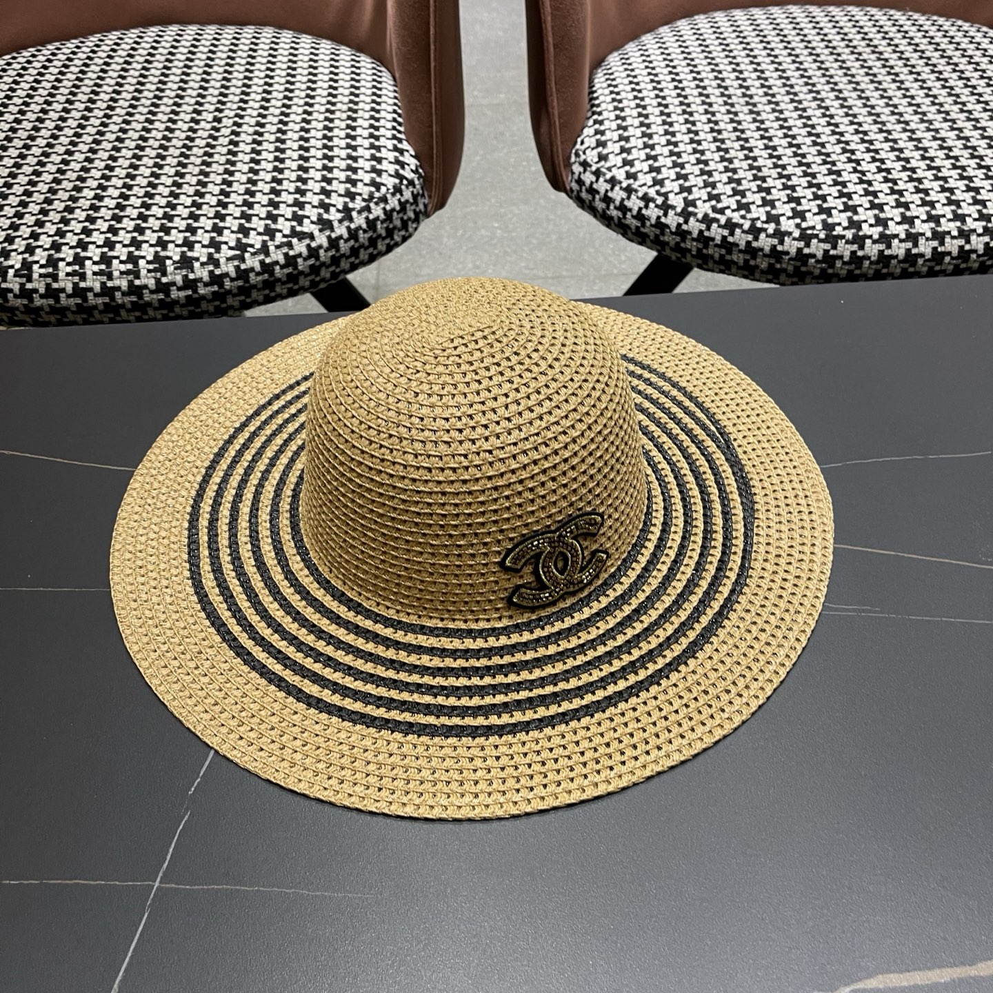 CHANEL香奈儿 网纱大檐草帽赫本风法式优雅出游旅行度假沙滩遮阳防晒网红渔夫帽