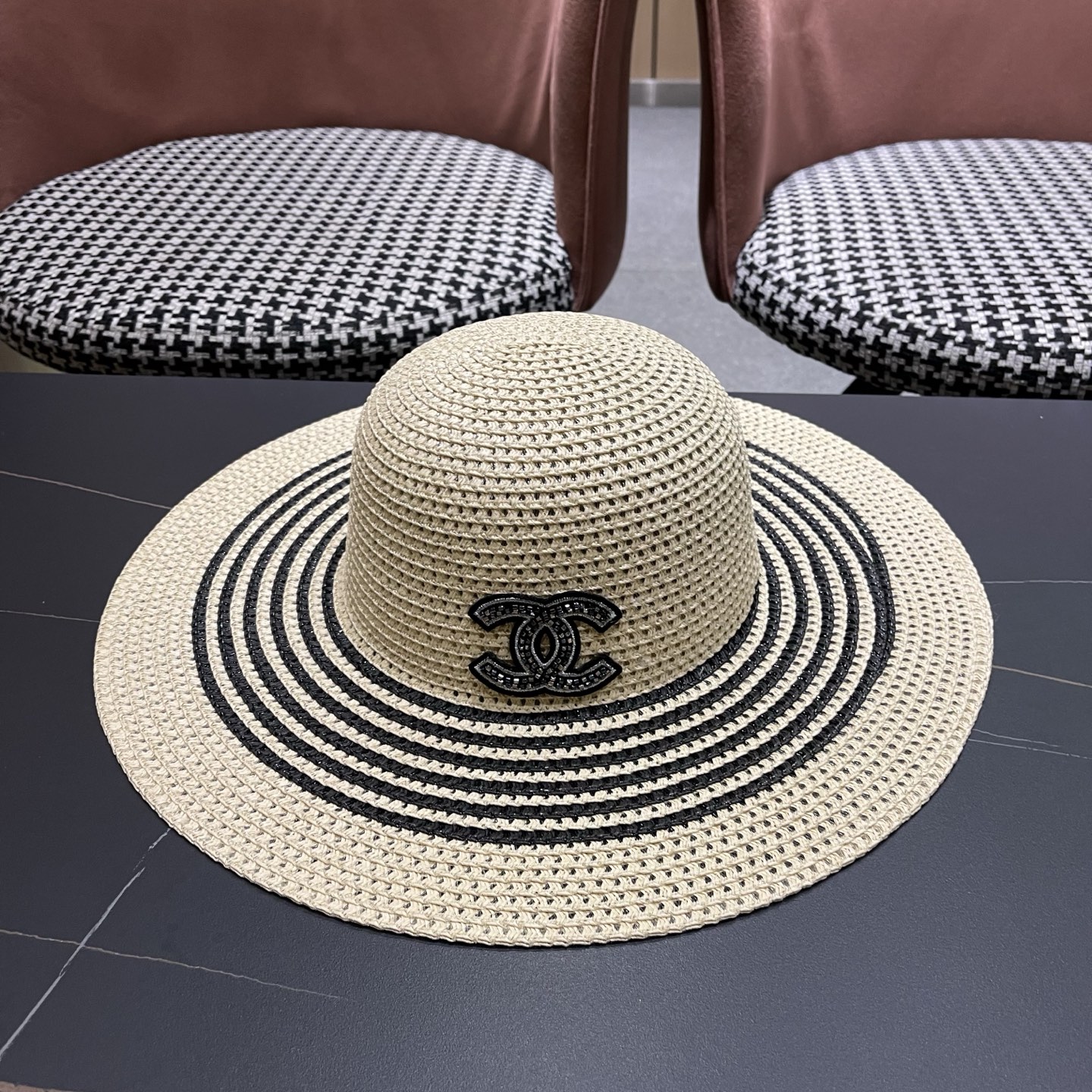 CHANEL香奈儿 网纱大檐草帽赫本风法式优雅出游旅行度假沙滩遮阳防晒网红渔夫帽