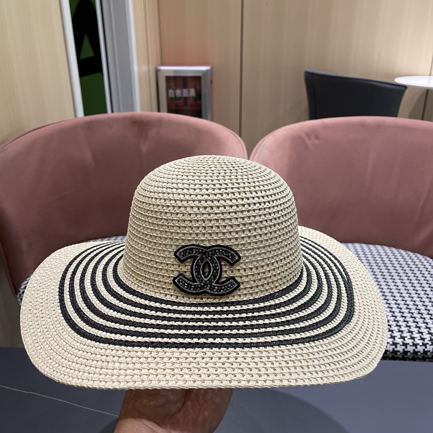 CHANEL香奈儿 网纱大檐草帽赫本风法式优雅出游旅行度假沙滩遮阳防晒网红渔夫帽