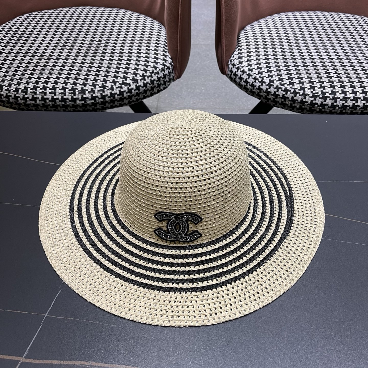 CHANEL香奈儿 网纱大檐草帽赫本风法式优雅出游旅行度假沙滩遮阳防晒网红渔夫帽