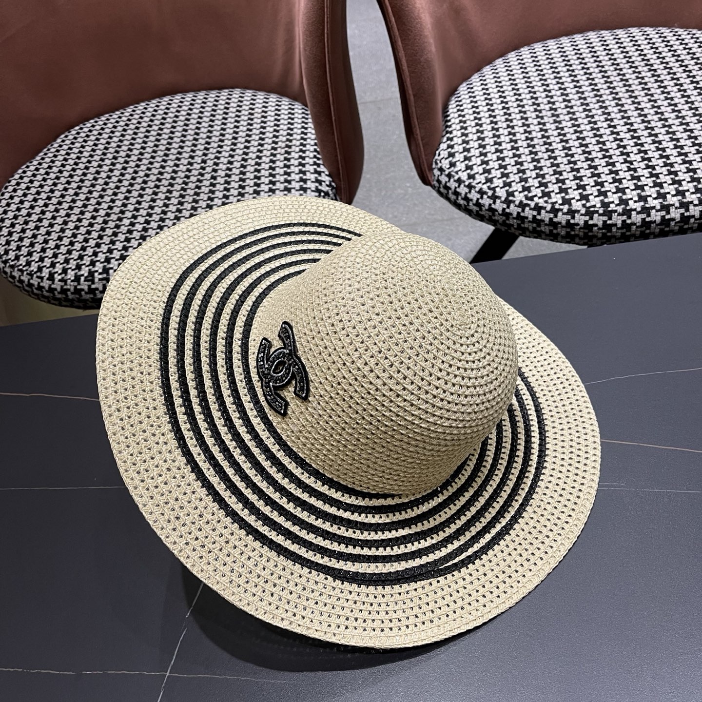 CHANEL香奈儿 网纱大檐草帽赫本风法式优雅出游旅行度假沙滩遮阳防晒网红渔夫帽