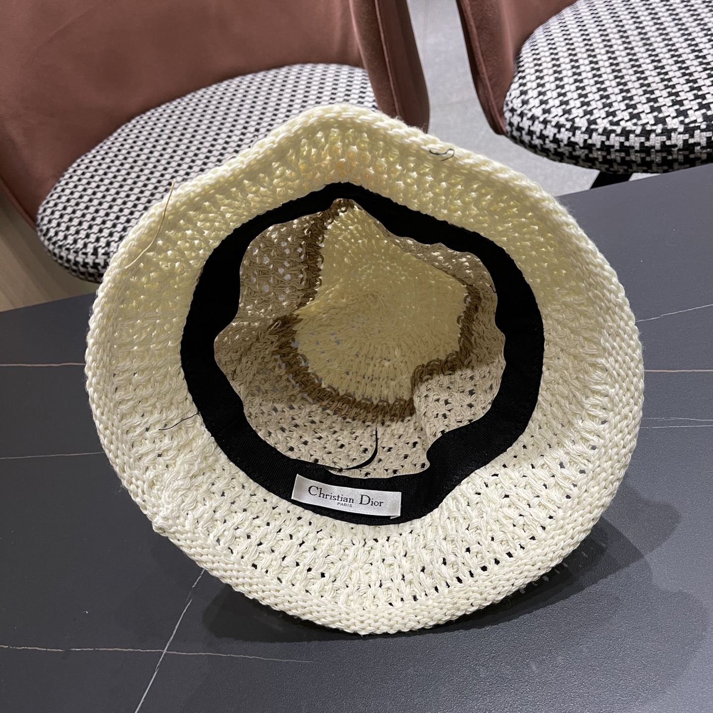 Dior迪奥 日系条纹拼色渔夫帽出游度假防晒遮阳帽休闲简约耐看针织帽