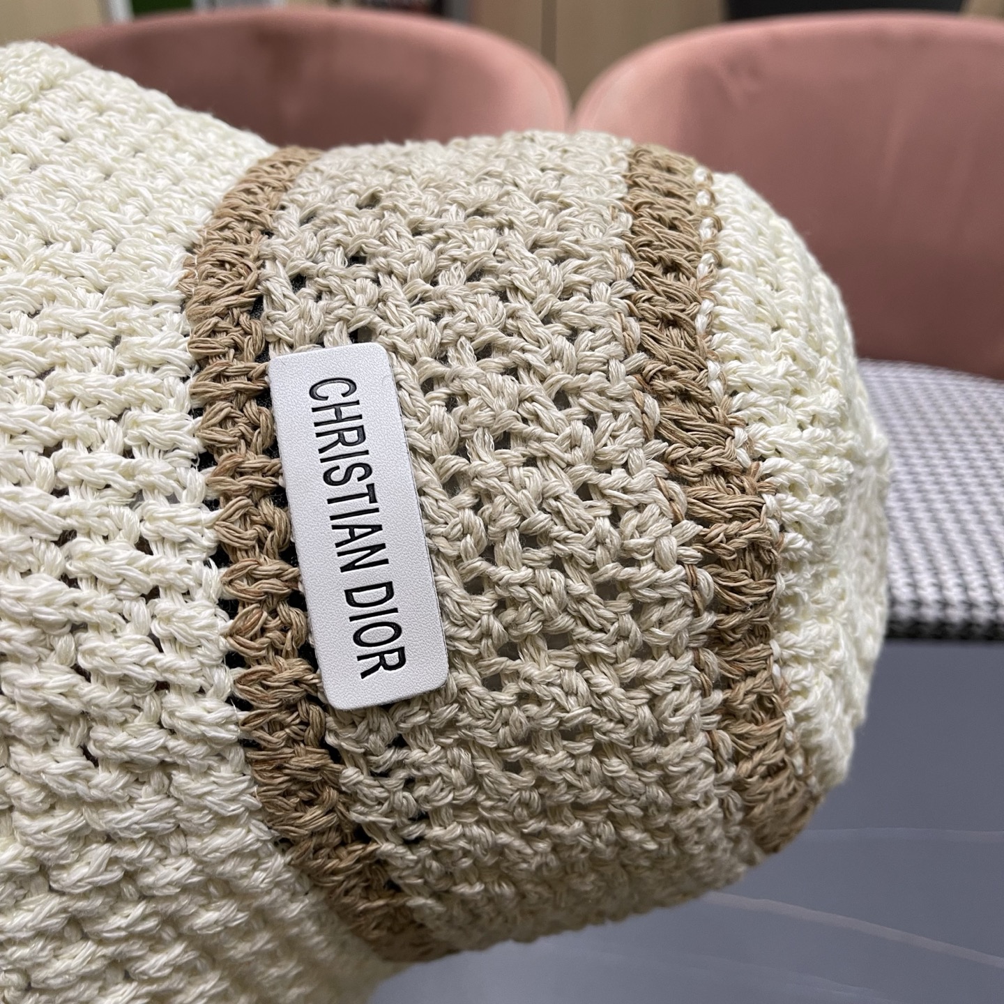 Dior迪奥 日系条纹拼色渔夫帽出游度假防晒遮阳帽休闲简约耐看针织帽