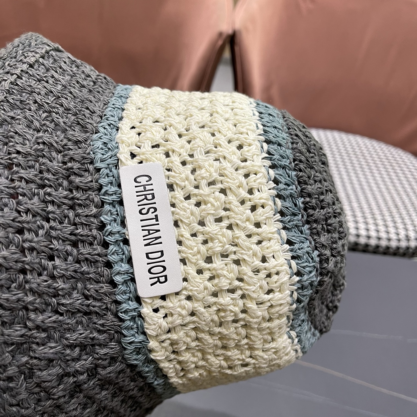 Dior迪奥 日系条纹拼色渔夫帽出游度假防晒遮阳帽休闲简约耐看针织帽
