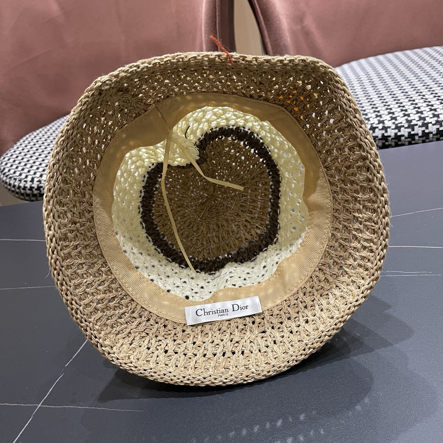 Dior迪奥 日系条纹拼色渔夫帽出游度假防晒遮阳帽休闲简约耐看针织帽