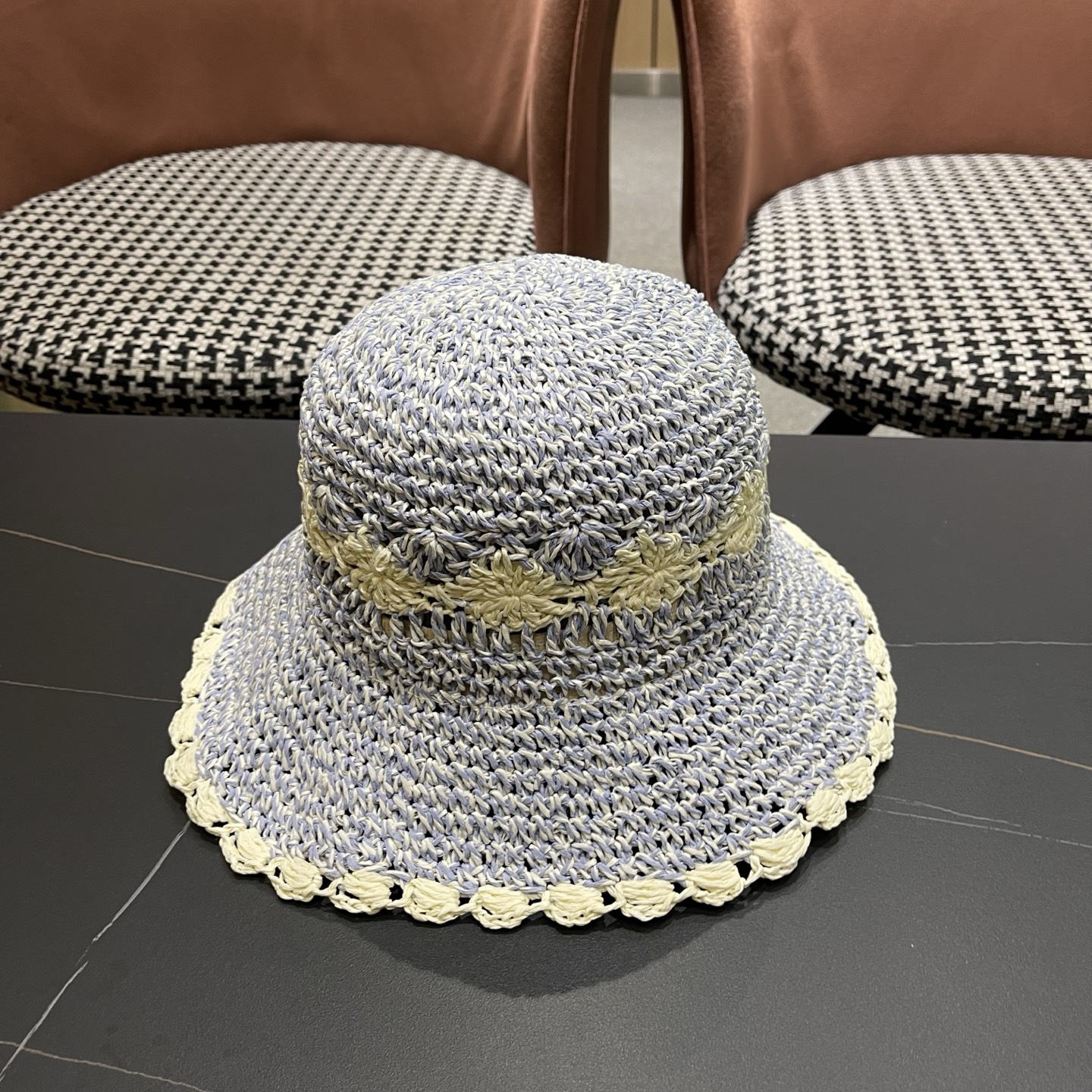 FENDI芬迪 小清新花边草帽女春夏季大帽檐可折叠防晒遮阳沙滩度假编织帽透气