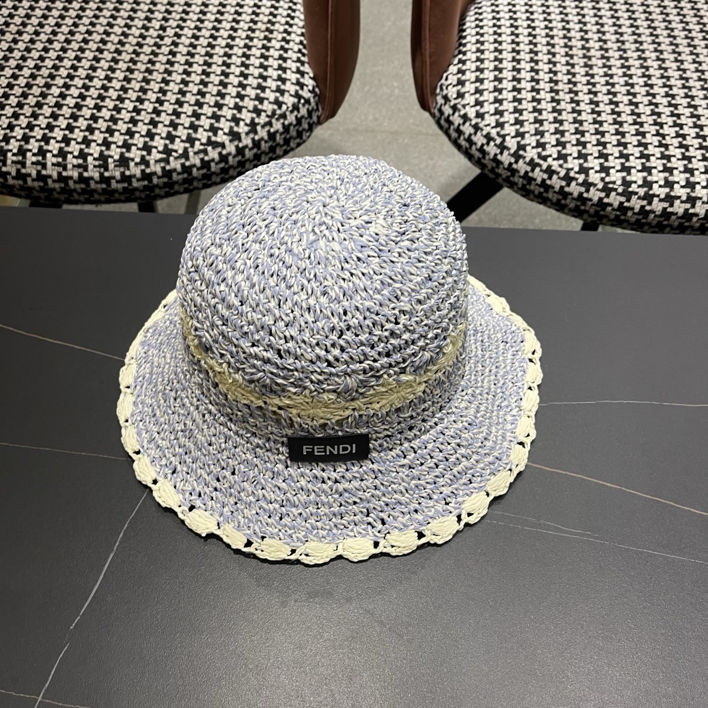 FENDI芬迪 小清新花边草帽女春夏季大帽檐可折叠防晒遮阳沙滩度假编织帽透气