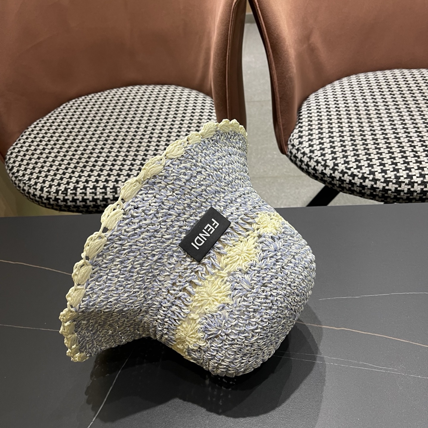 FENDI芬迪 小清新花边草帽女春夏季大帽檐可折叠防晒遮阳沙滩度假编织帽透气