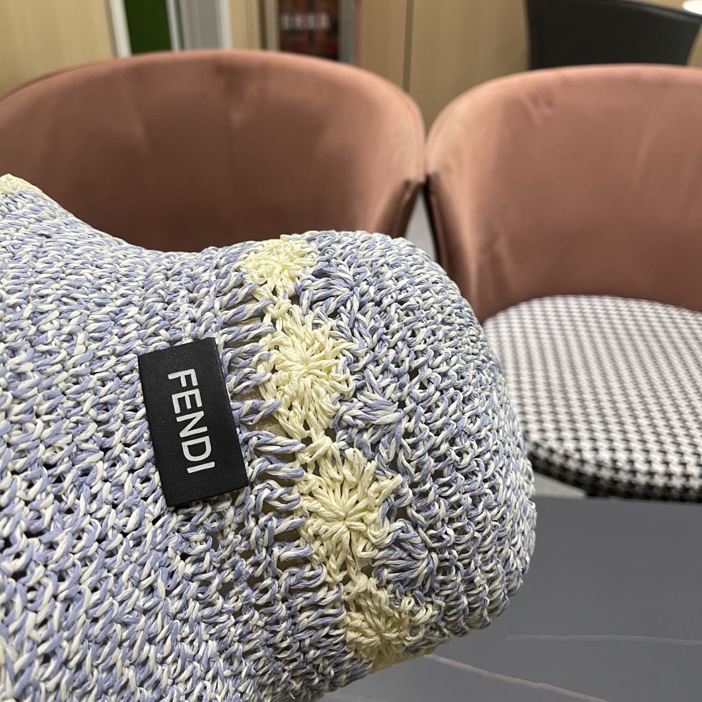 FENDI芬迪 小清新花边草帽女春夏季大帽檐可折叠防晒遮阳沙滩度假编织帽透气