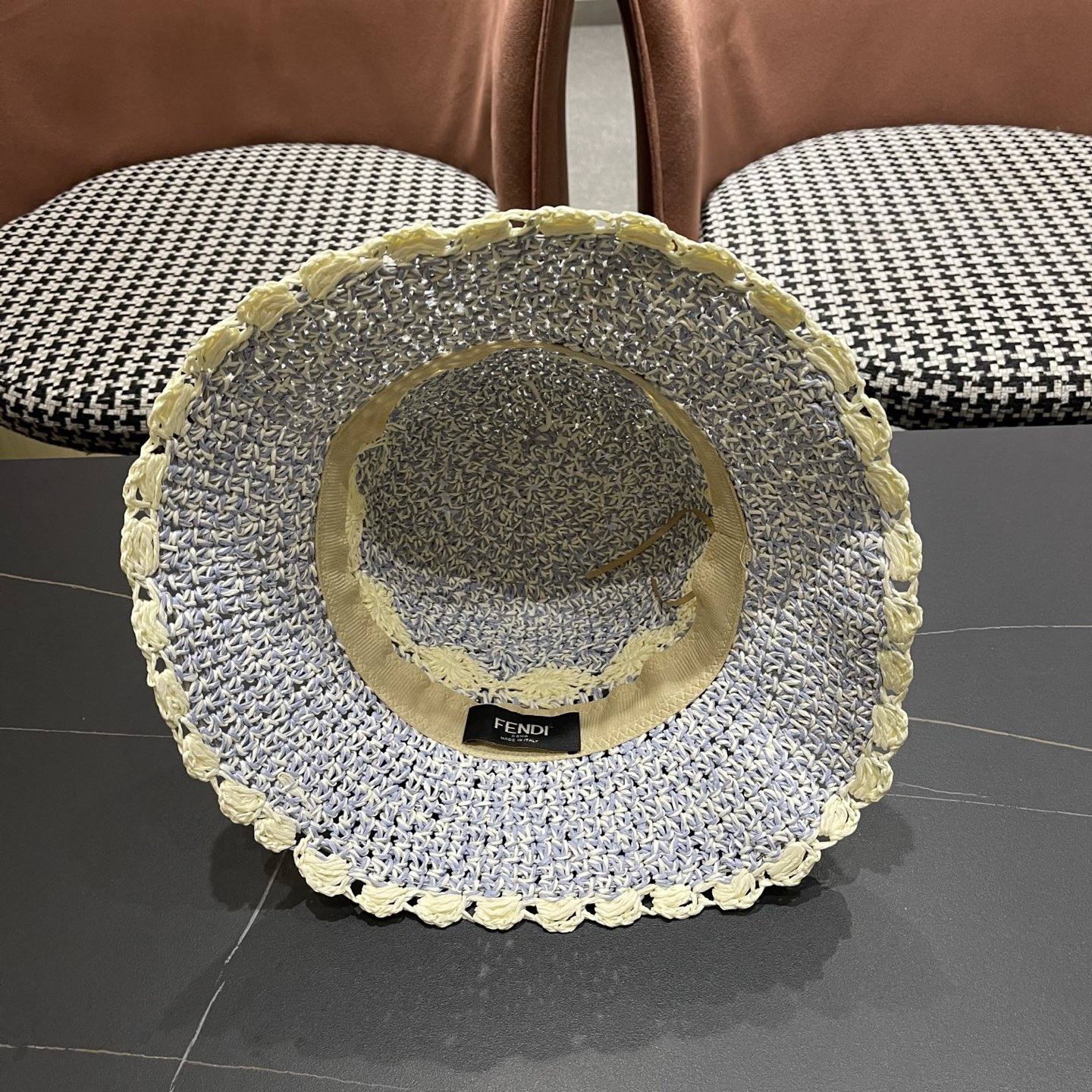 FENDI芬迪 小清新花边草帽女春夏季大帽檐可折叠防晒遮阳沙滩度假编织帽透气