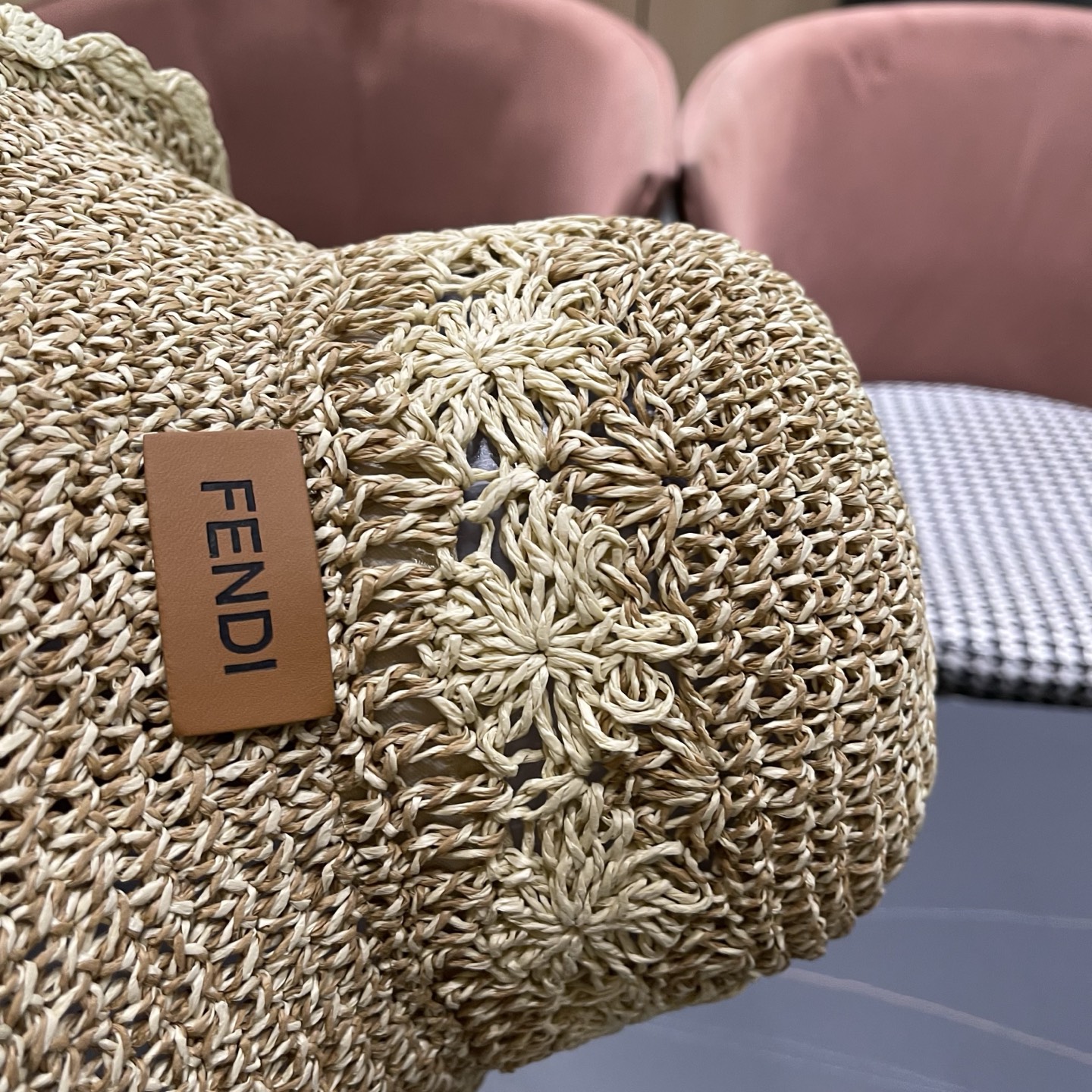 FENDI芬迪 小清新花边草帽女春夏季大帽檐可折叠防晒遮阳沙滩度假编织帽透气