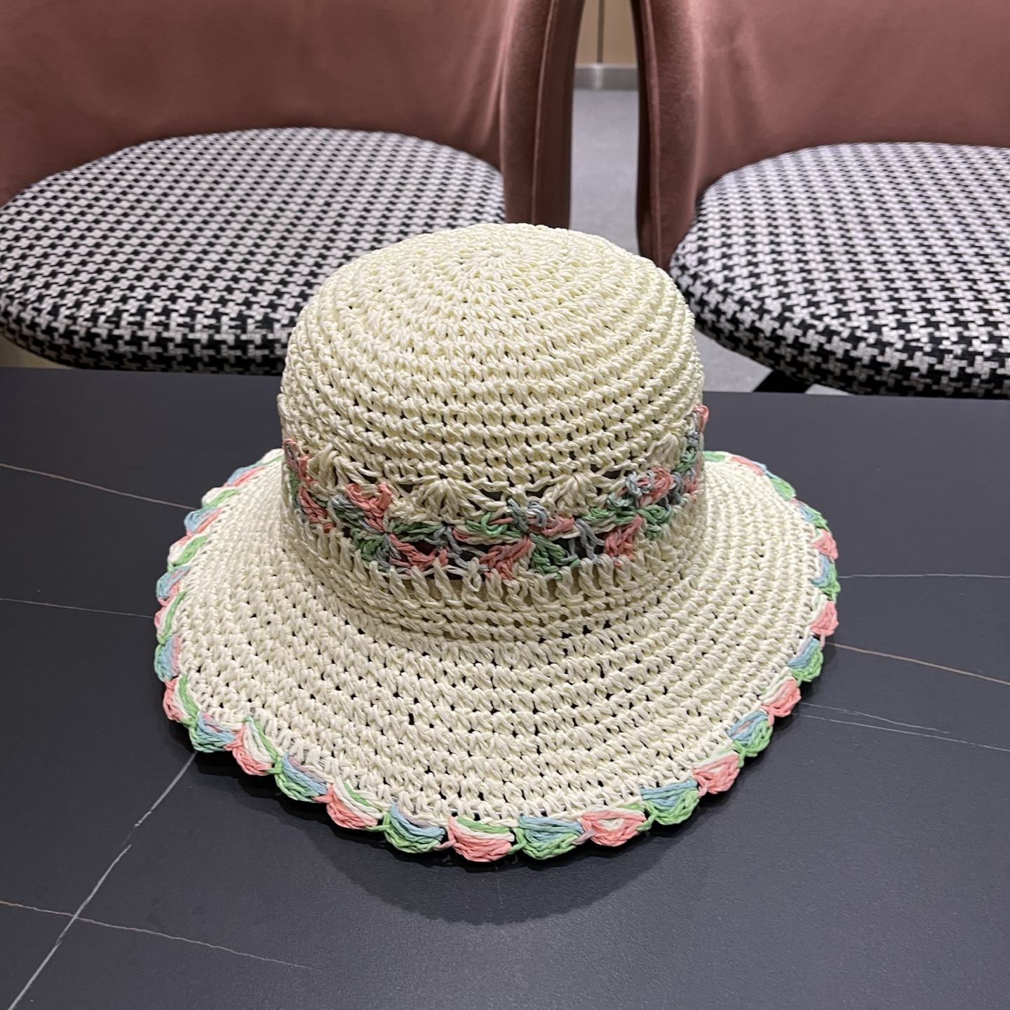 FENDI芬迪 小清新花边草帽女春夏季大帽檐可折叠防晒遮阳沙滩度假编织帽透气