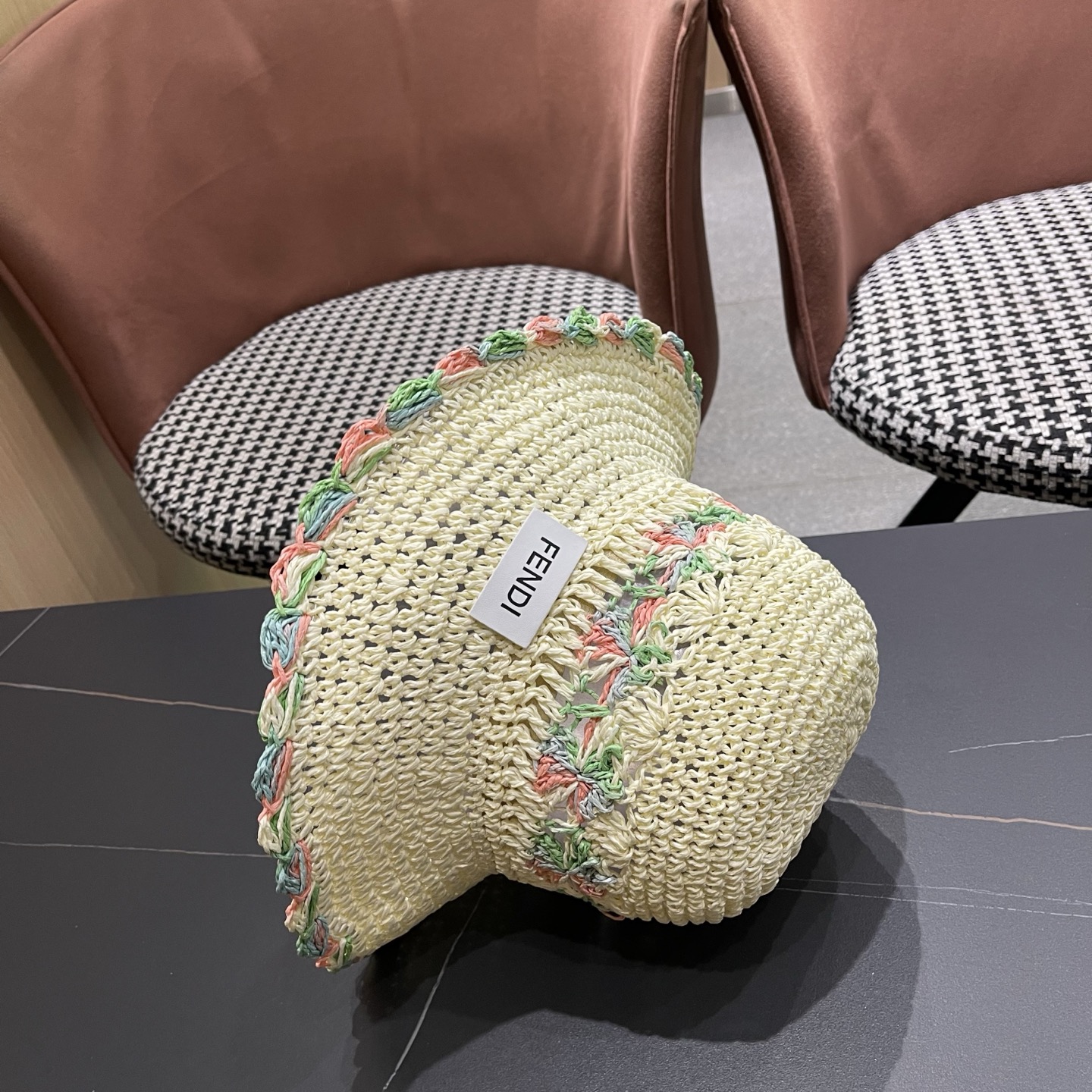 FENDI芬迪 小清新花边草帽女春夏季大帽檐可折叠防晒遮阳沙滩度假编织帽透气