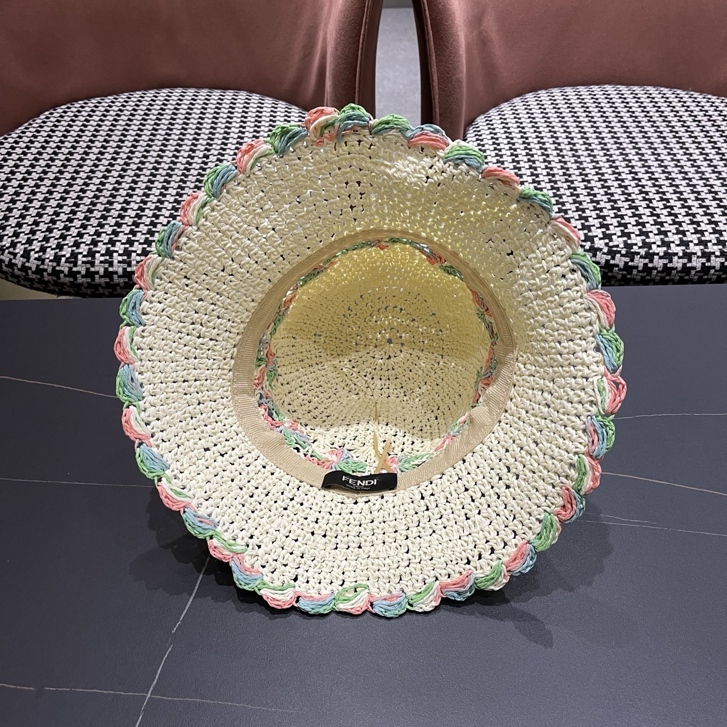 FENDI芬迪 小清新花边草帽女春夏季大帽檐可折叠防晒遮阳沙滩度假编织帽透气