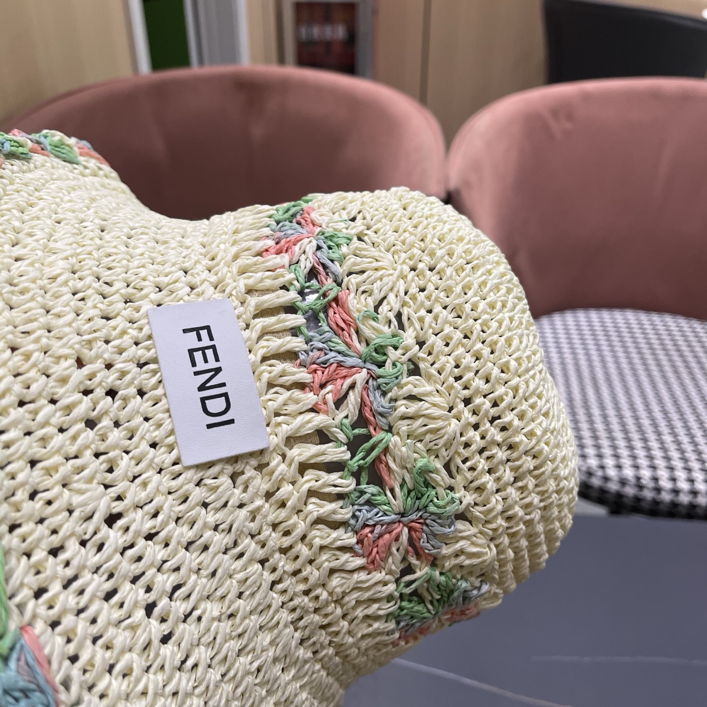 FENDI芬迪 小清新花边草帽女春夏季大帽檐可折叠防晒遮阳沙滩度假编织帽透气