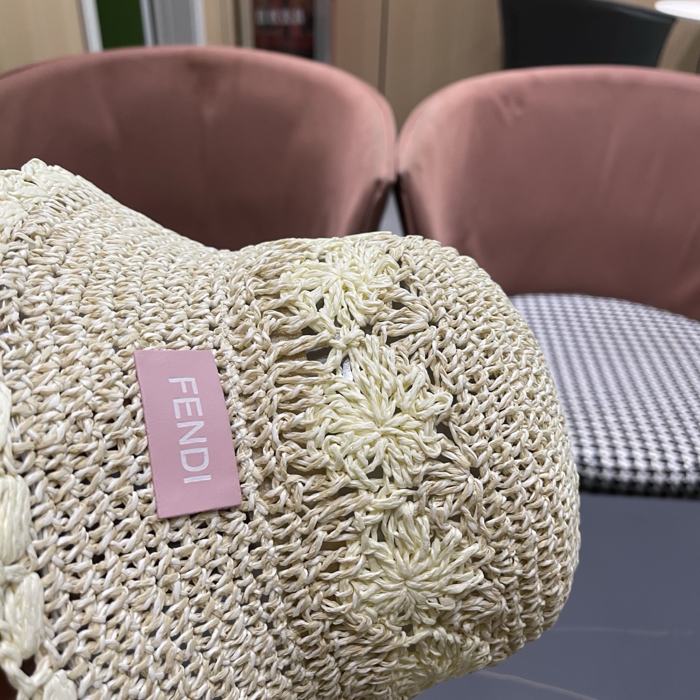 FENDI芬迪 小清新花边草帽女春夏季大帽檐可折叠防晒遮阳沙滩度假编织帽透气