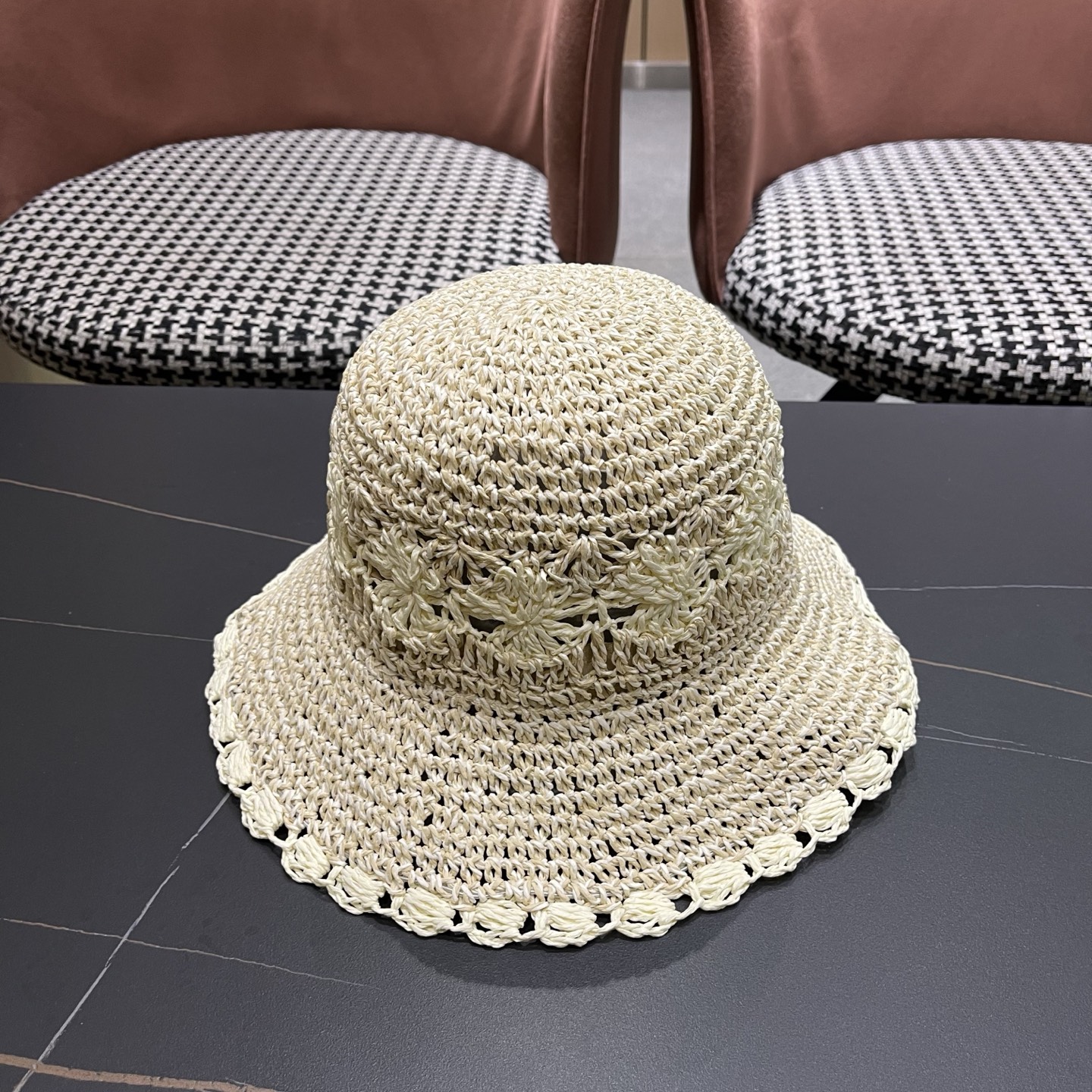 FENDI芬迪 小清新花边草帽女春夏季大帽檐可折叠防晒遮阳沙滩度假编织帽透气