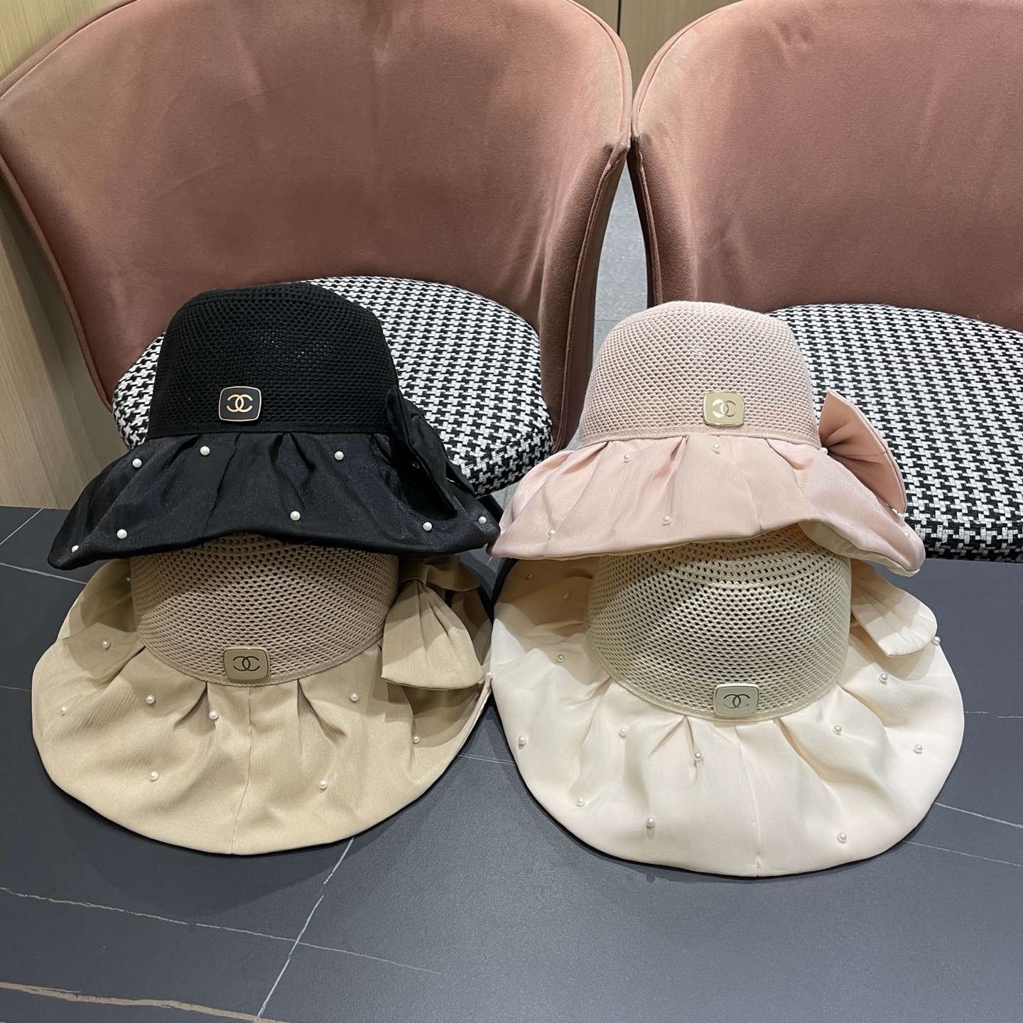 CHANEL香奈儿 夏季大檐蝴蝶结渔夫帽女户外骑车抗紫外线遮阳帽透气防晒帽