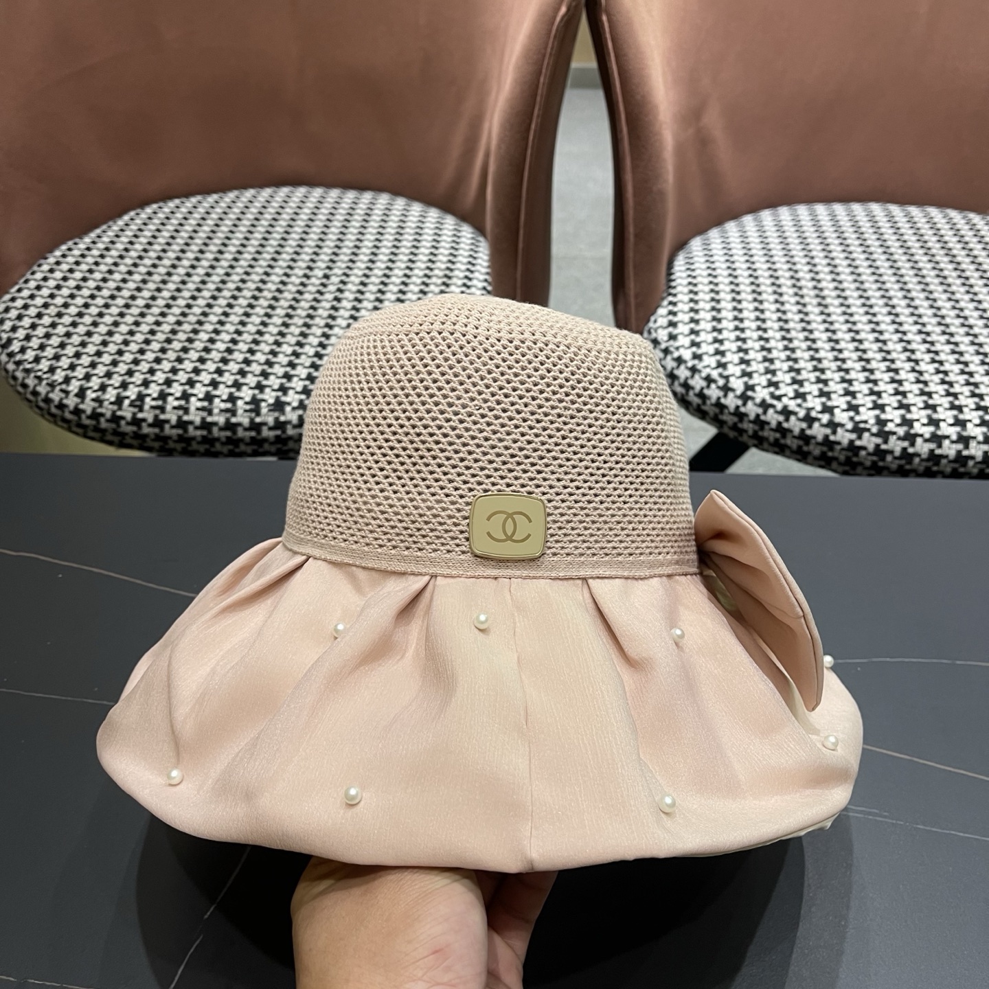 CHANEL香奈儿 夏季大檐蝴蝶结渔夫帽女户外骑车抗紫外线遮阳帽透气防晒帽