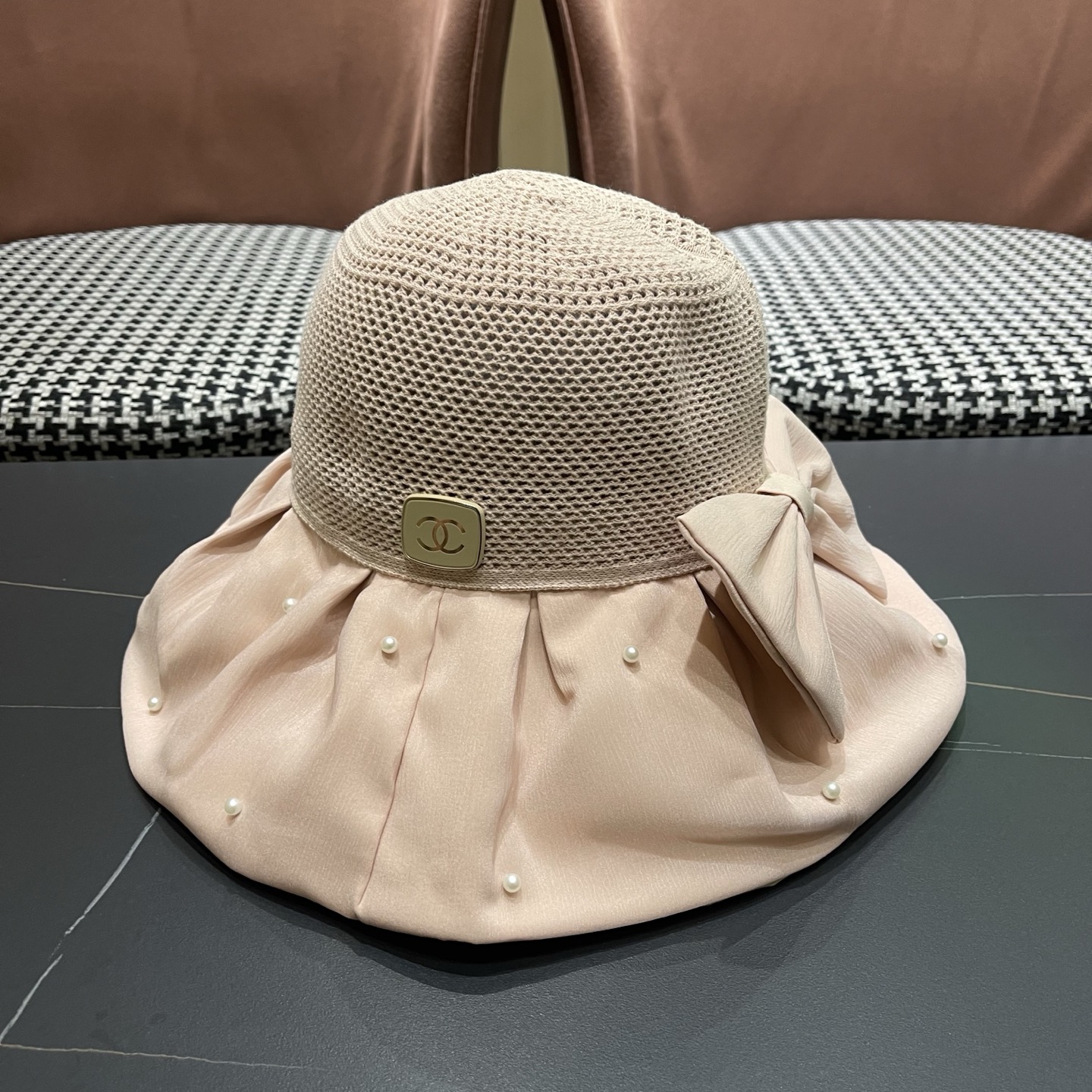CHANEL香奈儿 夏季大檐蝴蝶结渔夫帽女户外骑车抗紫外线遮阳帽透气防晒帽