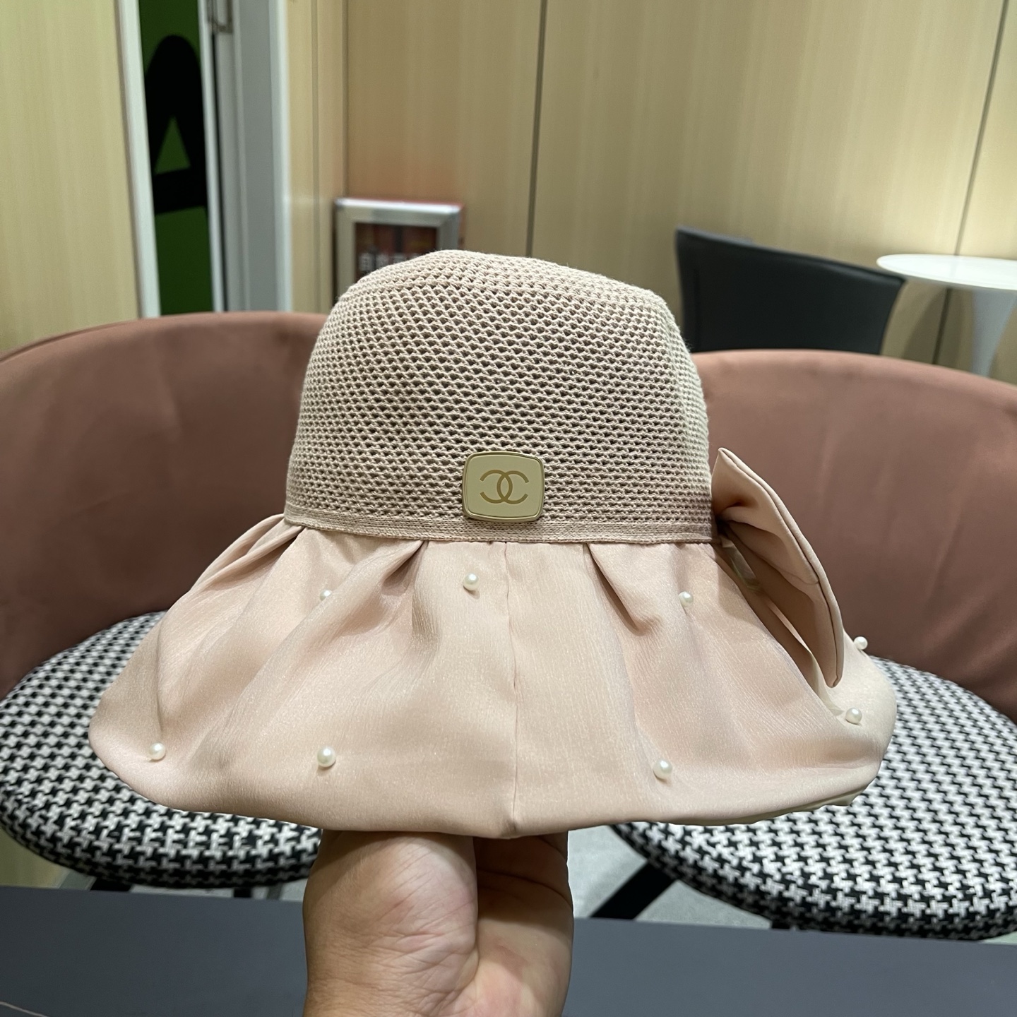 CHANEL香奈儿 夏季大檐蝴蝶结渔夫帽女户外骑车抗紫外线遮阳帽透气防晒帽