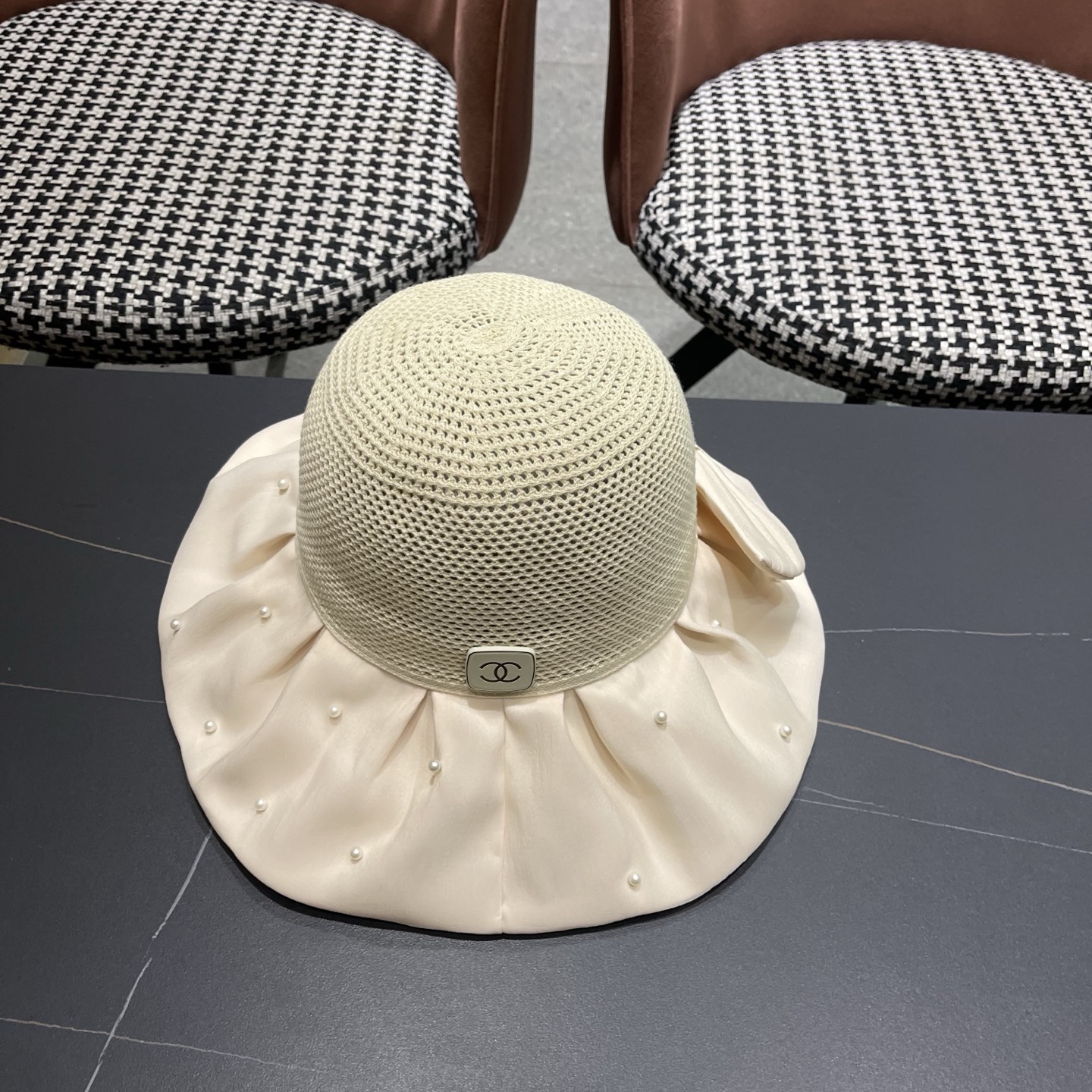 CHANEL香奈儿 夏季大檐蝴蝶结渔夫帽女户外骑车抗紫外线遮阳帽透气防晒帽