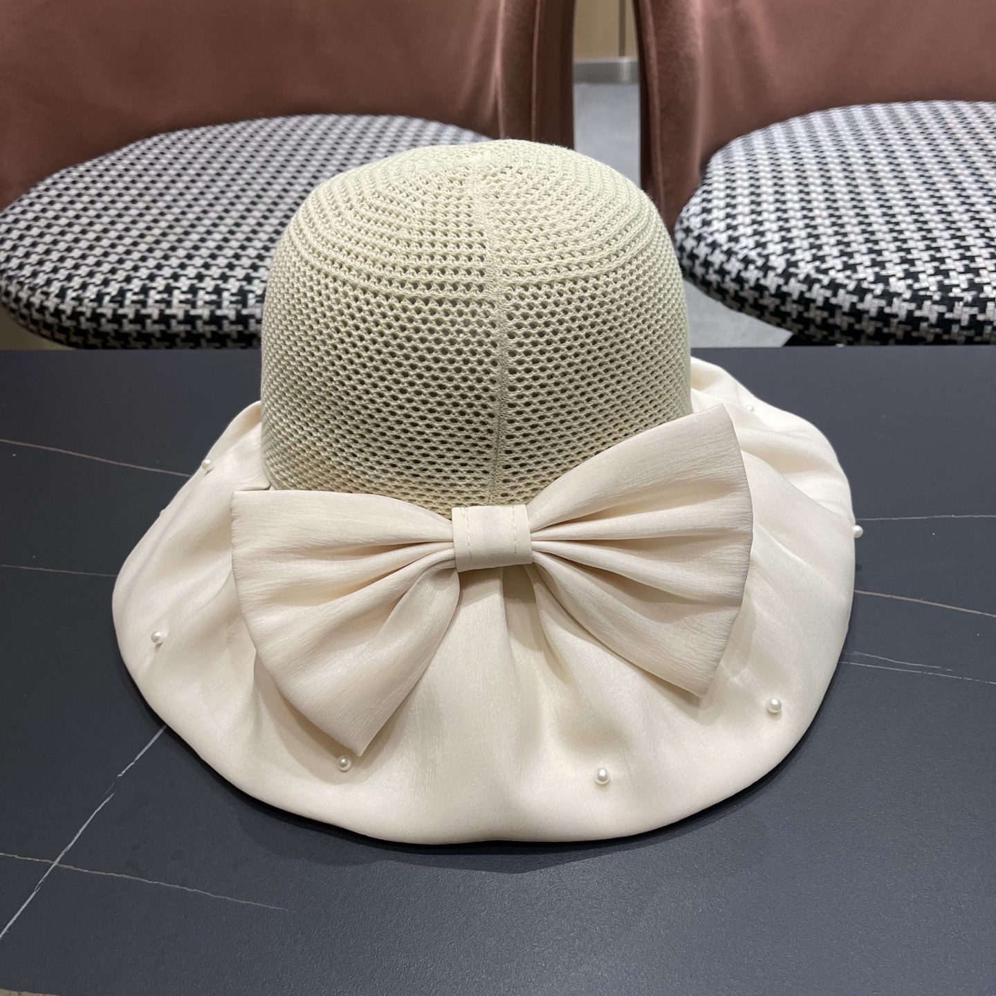 CHANEL香奈儿 夏季大檐蝴蝶结渔夫帽女户外骑车抗紫外线遮阳帽透气防晒帽