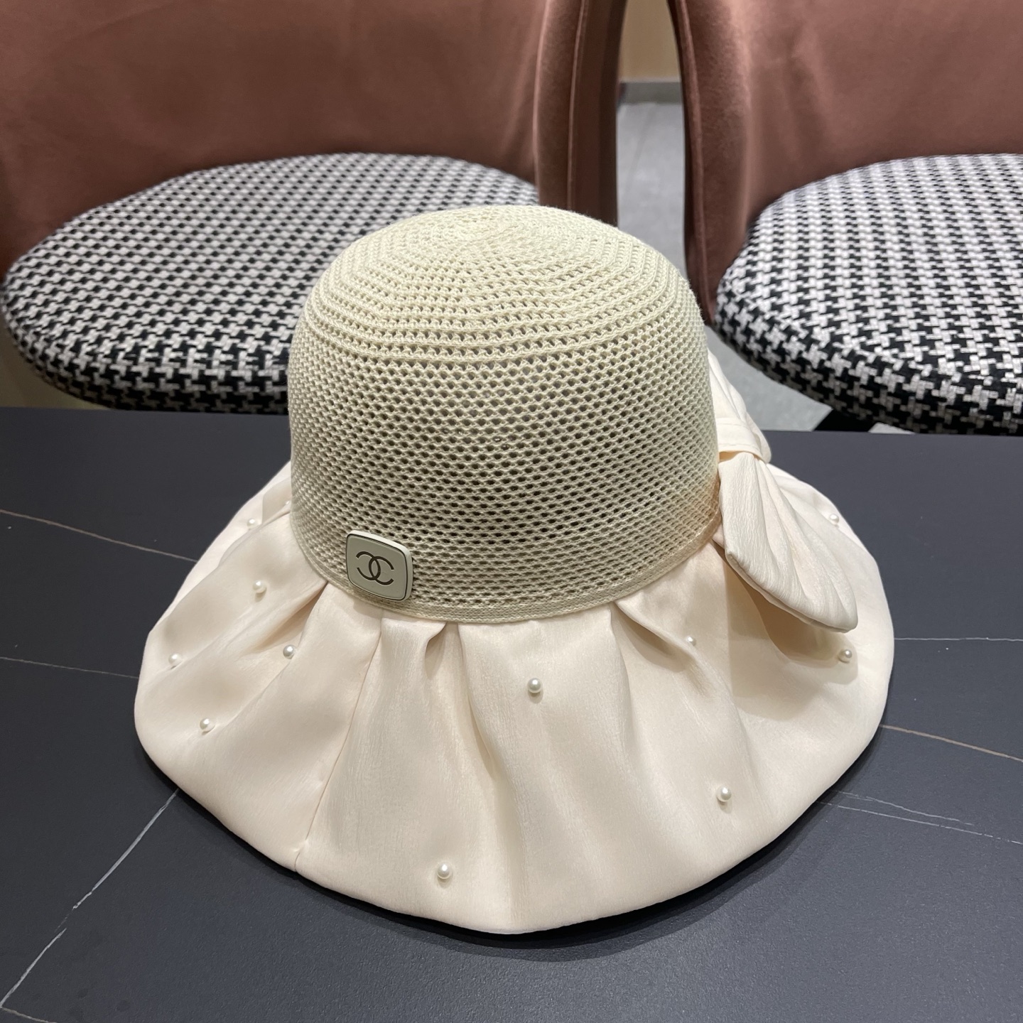 CHANEL香奈儿 夏季大檐蝴蝶结渔夫帽女户外骑车抗紫外线遮阳帽透气防晒帽