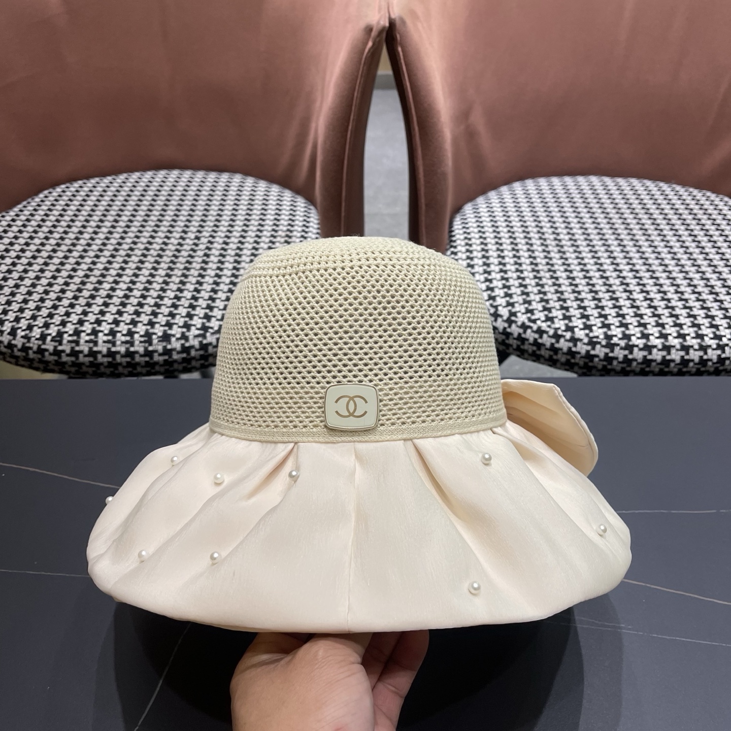 CHANEL香奈儿 夏季大檐蝴蝶结渔夫帽女户外骑车抗紫外线遮阳帽透气防晒帽