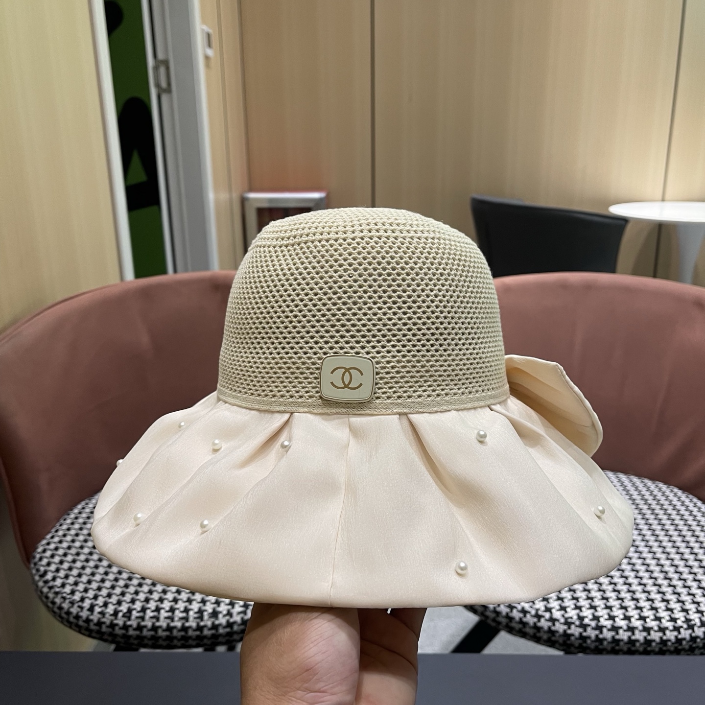 CHANEL香奈儿 夏季大檐蝴蝶结渔夫帽女户外骑车抗紫外线遮阳帽透气防晒帽