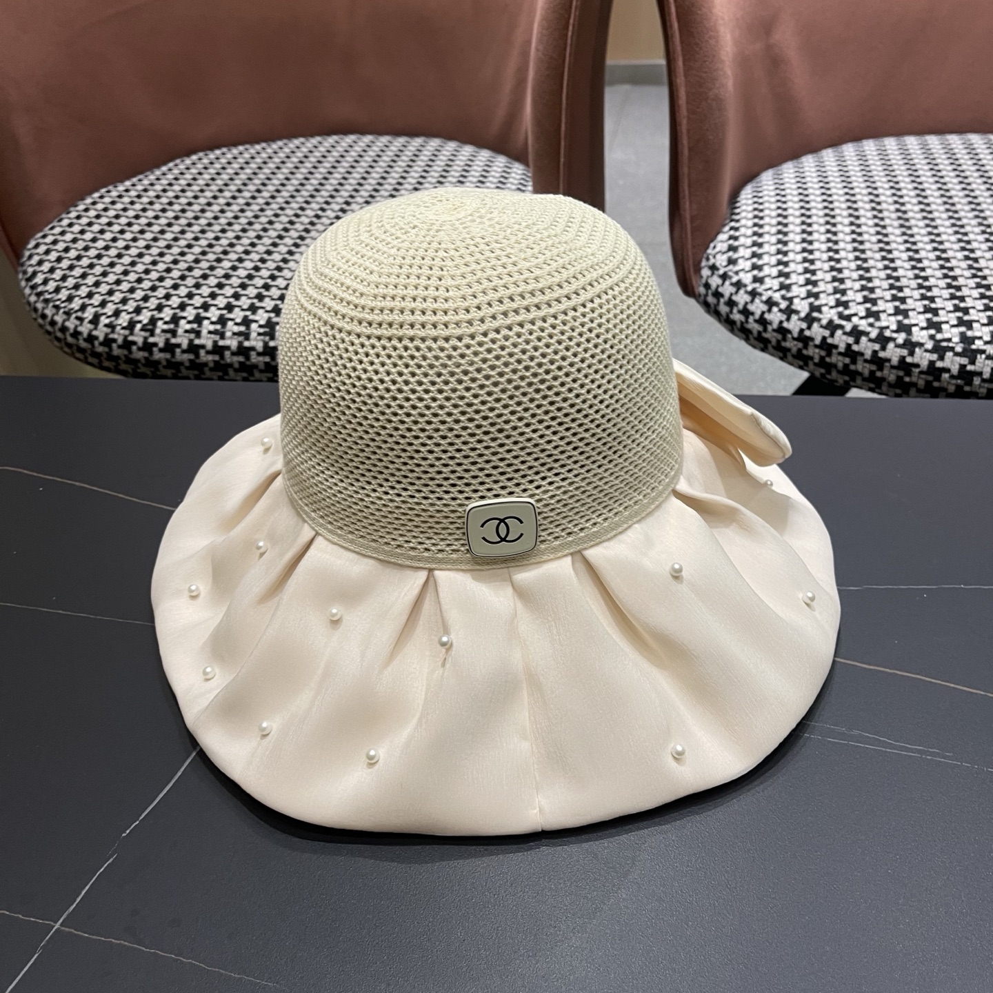 CHANEL香奈儿 夏季大檐蝴蝶结渔夫帽女户外骑车抗紫外线遮阳帽透气防晒帽