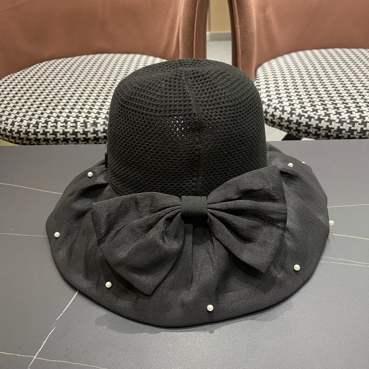 CHANEL香奈儿夏季大檐蝴蝶结渔夫帽女户外骑车抗紫外线遮阳帽透气防晒帽